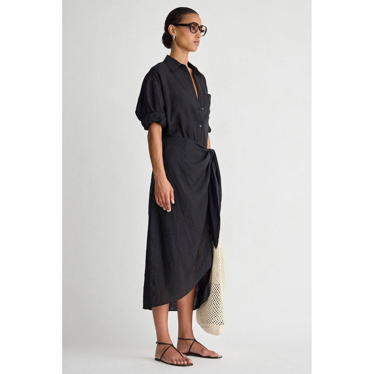 apiece apart alessandra sarong shirt dress Apiece Apart Alessandra Sarong Shirt Dress in Black 8