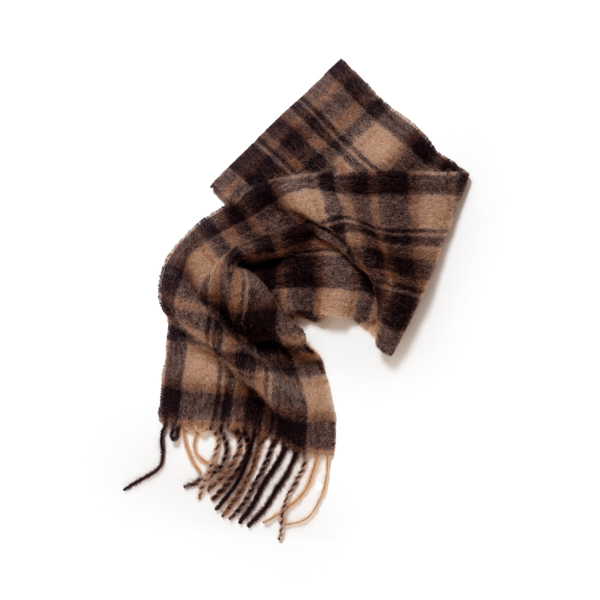 O'Connell's Glen Plaid Wool Scarf - Black & Brown (140)