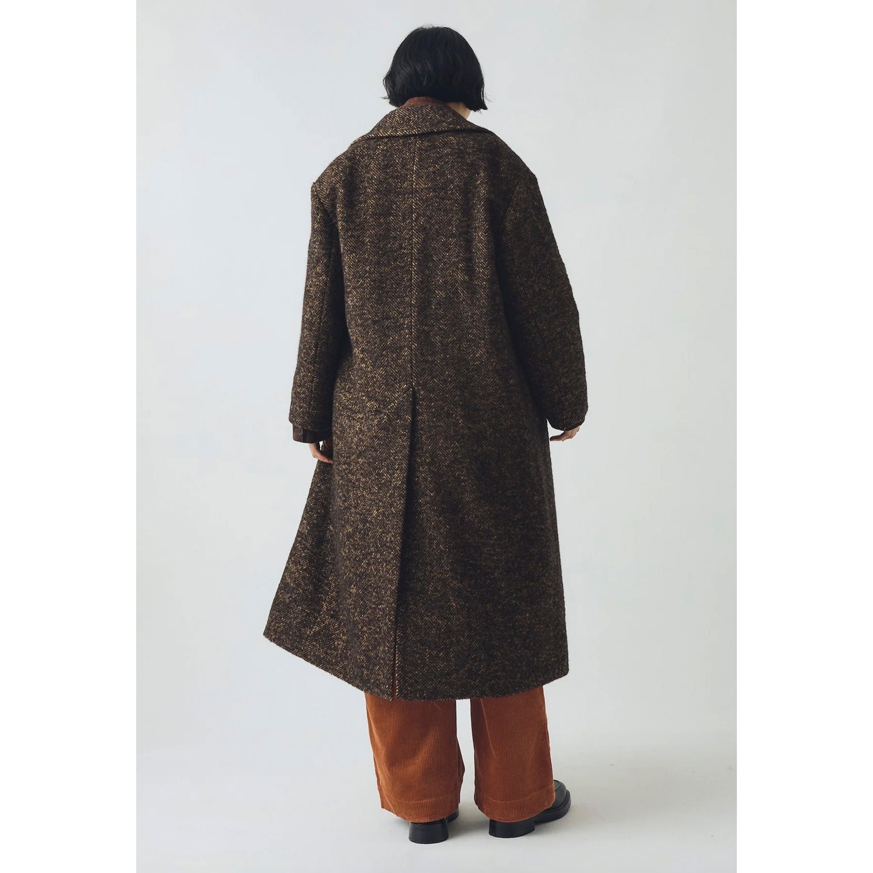 【22AW】WOOL ALPACA HERRINGBONE TWEED COAT WCOVW04_brownblack_0_grande.