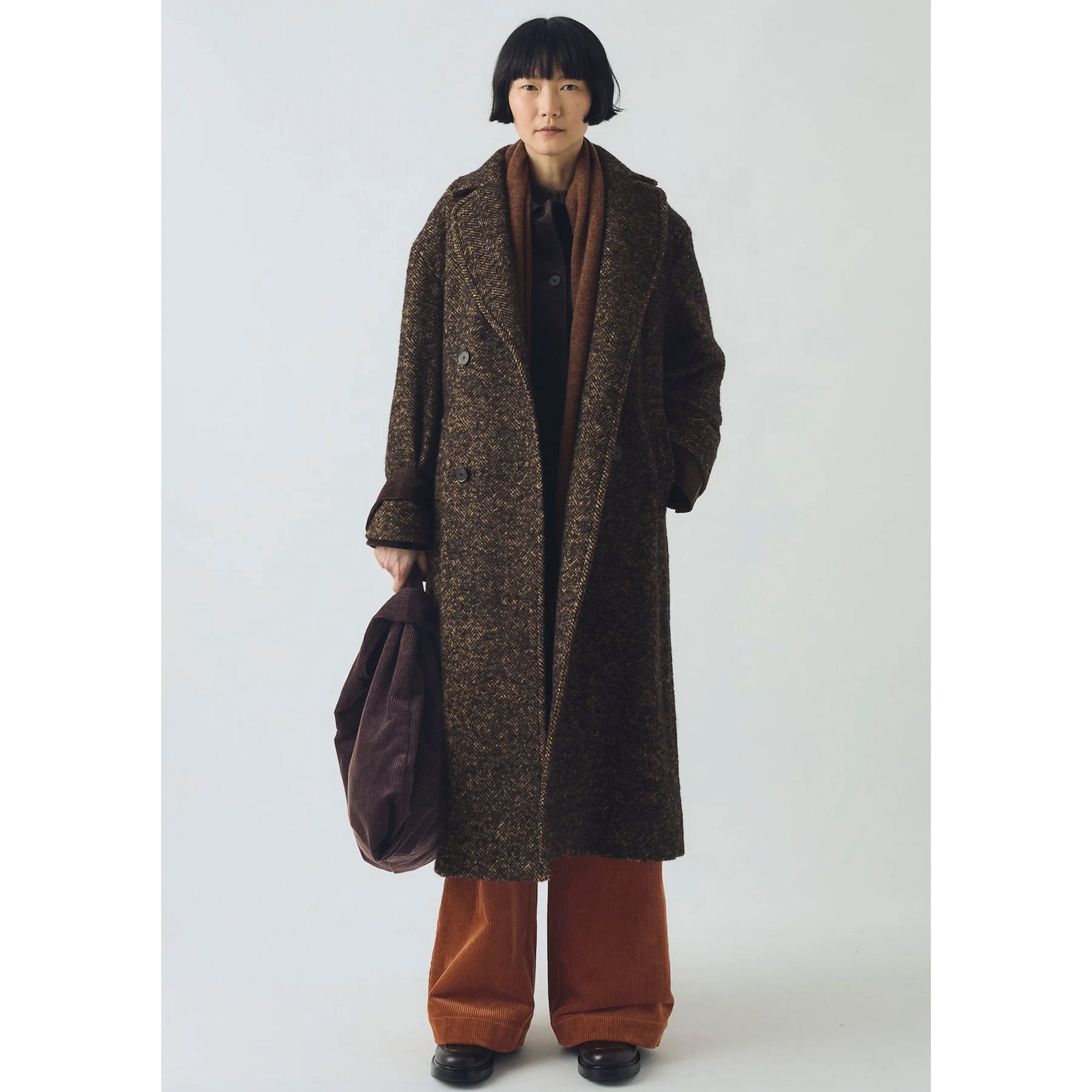 【22AW】WOOL ALPACA HERRINGBONE TWEED COAT Auralee Wool Alpaca Herringbone Tweed Soutien Collar Coat