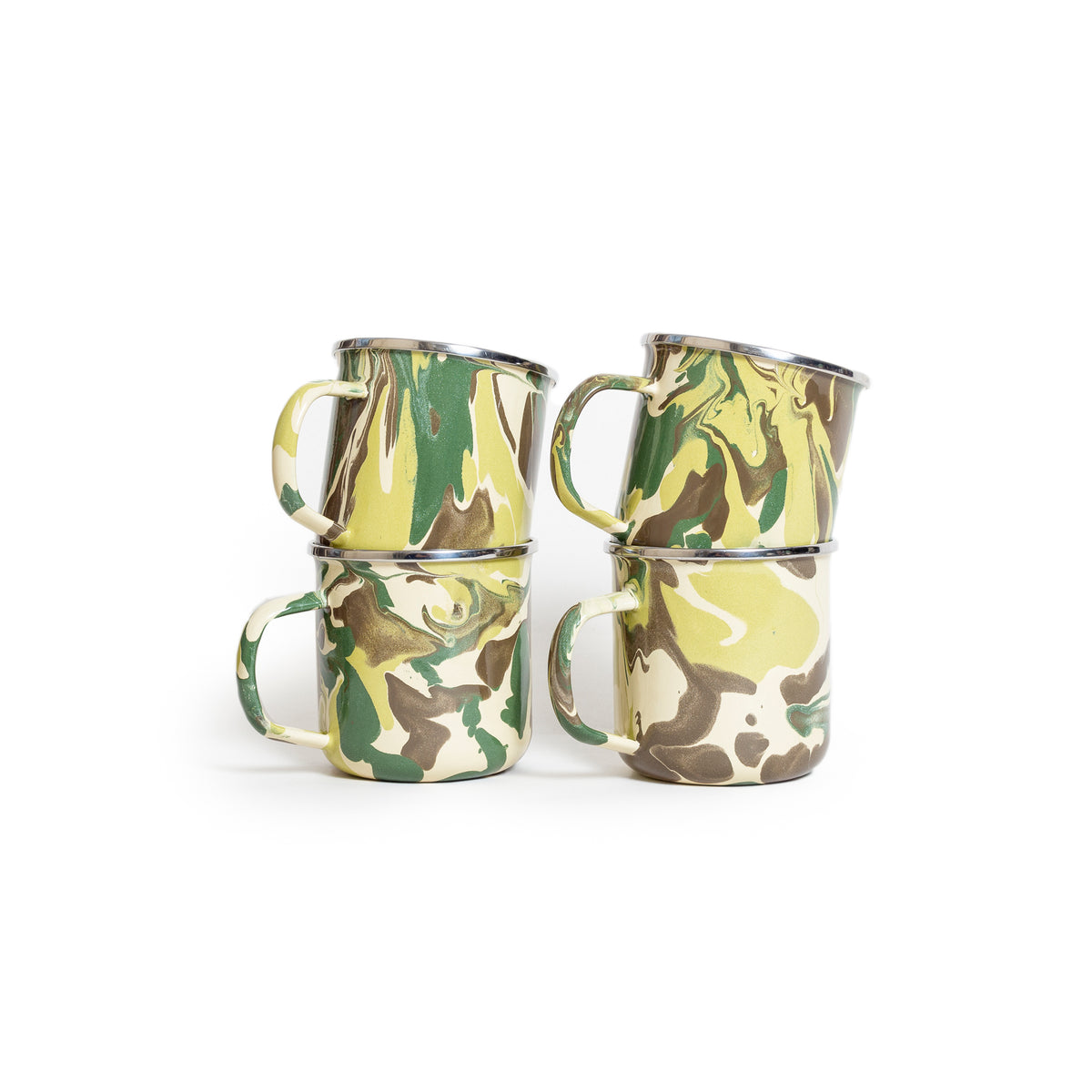 Ensemble de tasses en émail camouflage