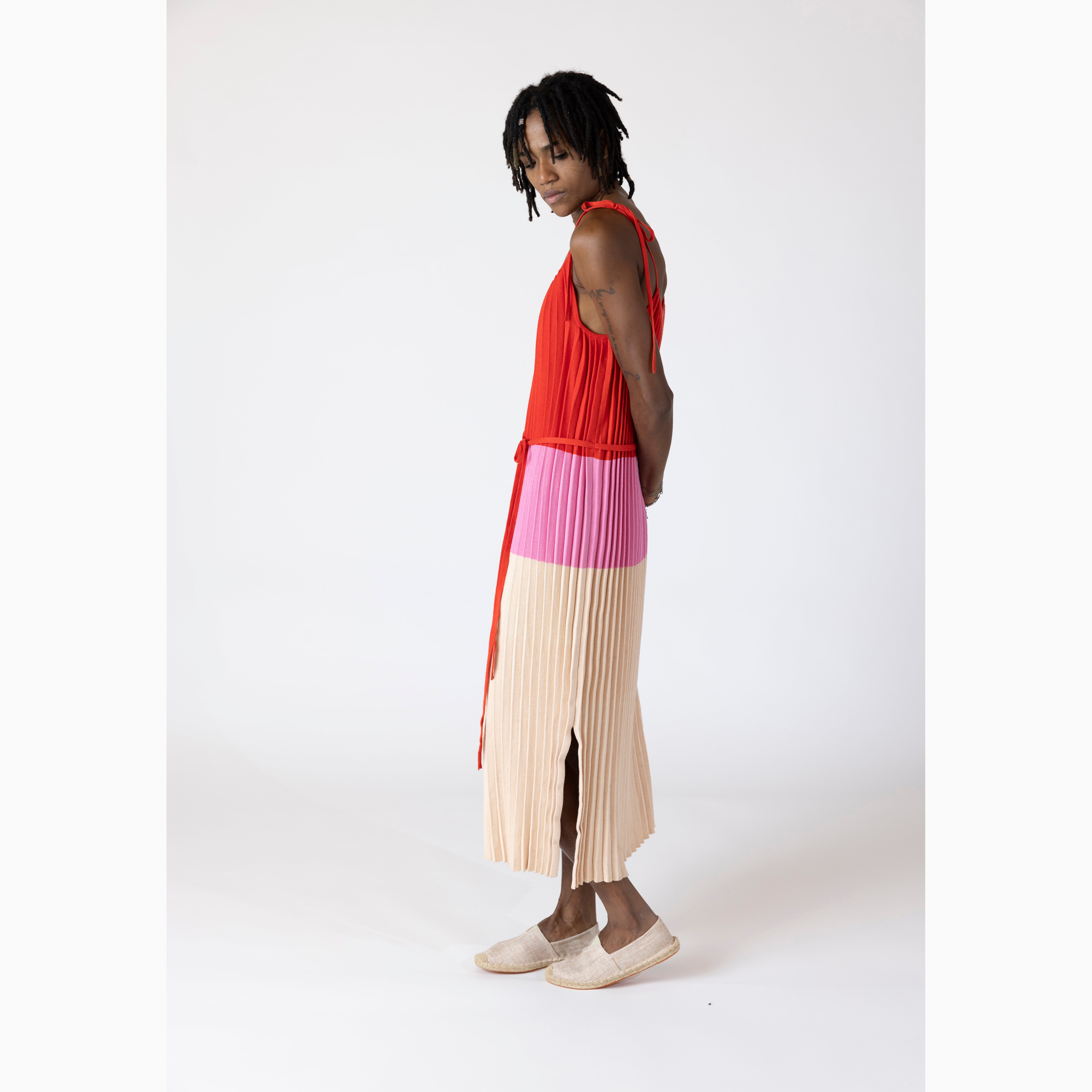 Eleven Six Simone Color Block Dress Tomato Pink Sand