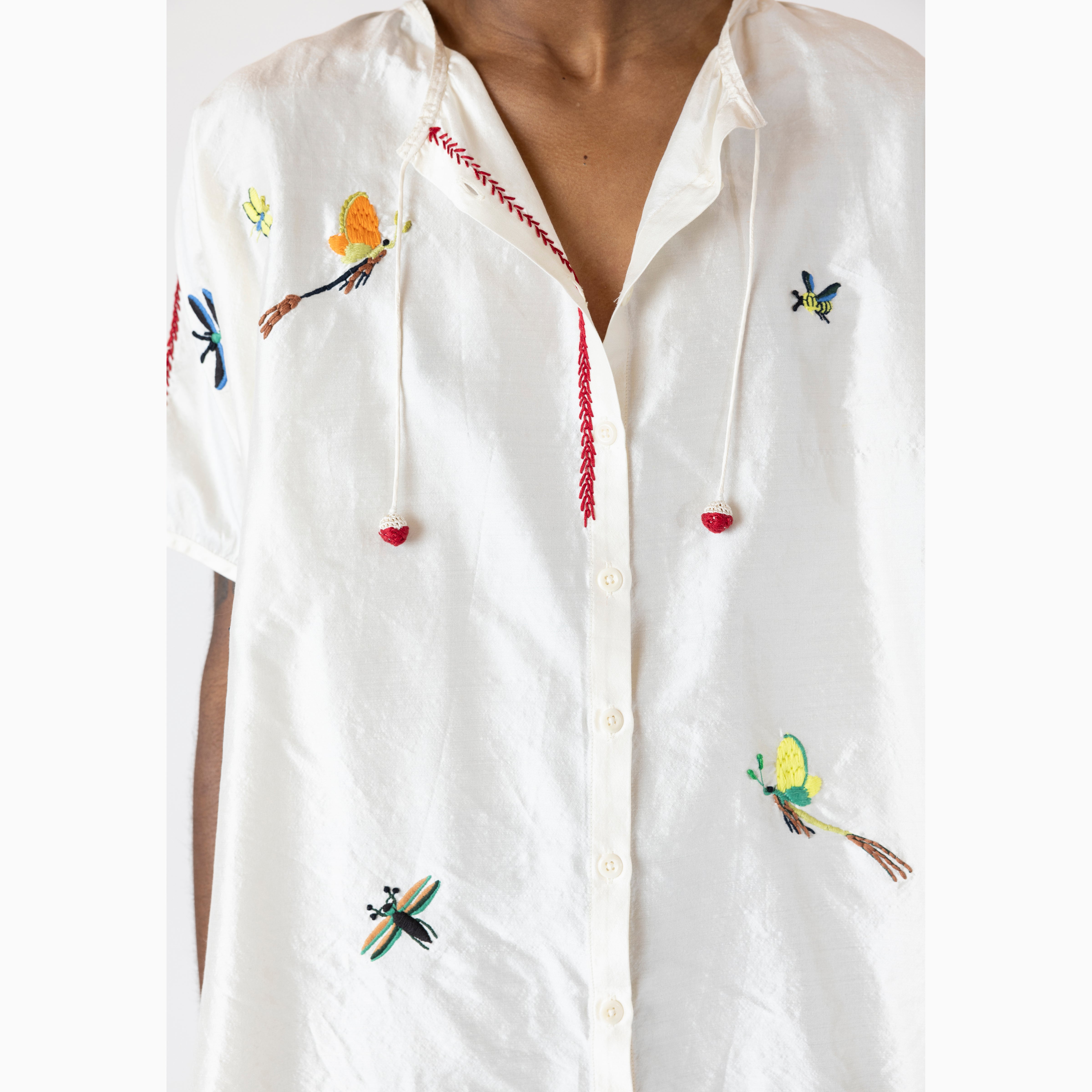 Toast Hand Embroidered May Flies Silk Shirt Multi