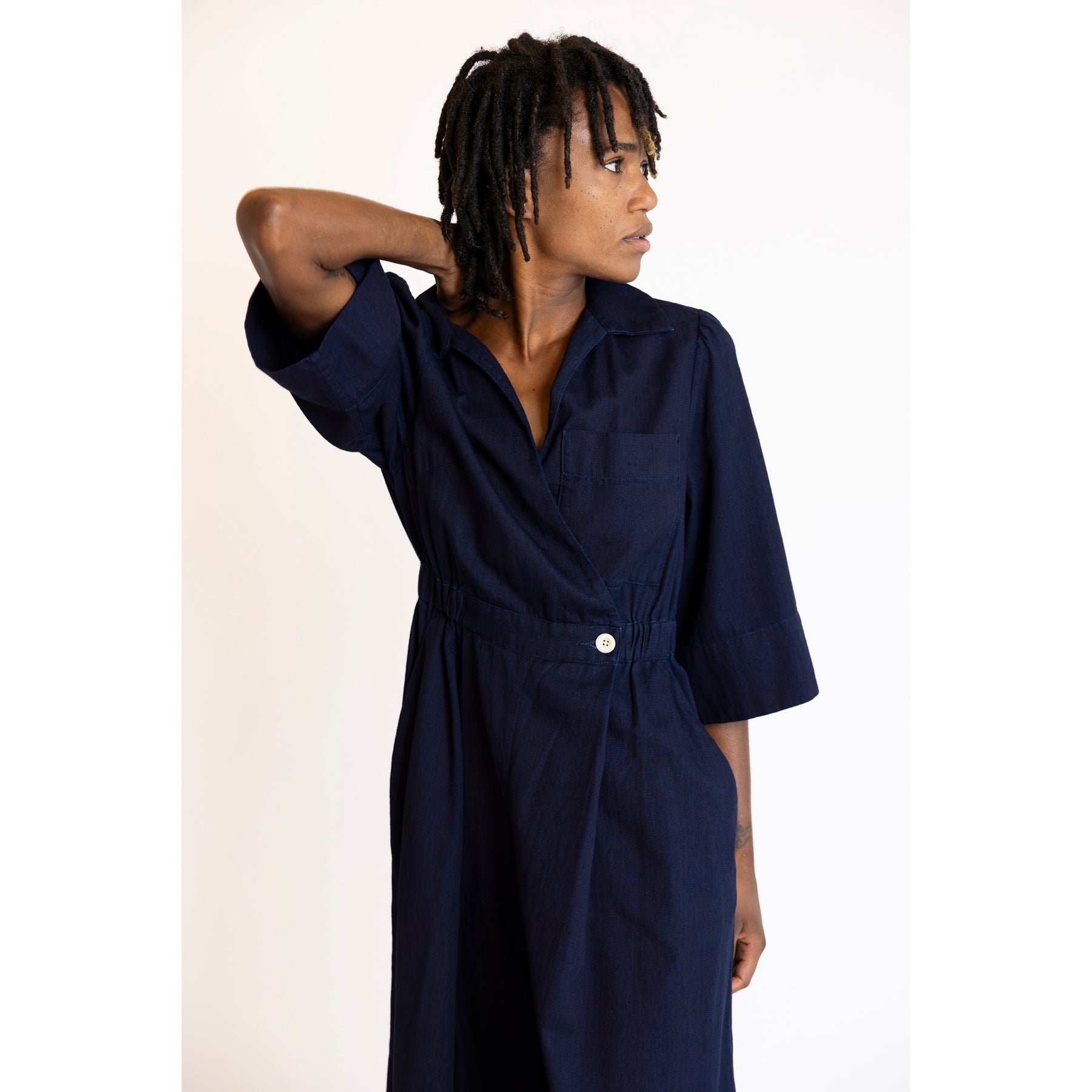 Toast Twill Culotte Jumpsuit  Indigo