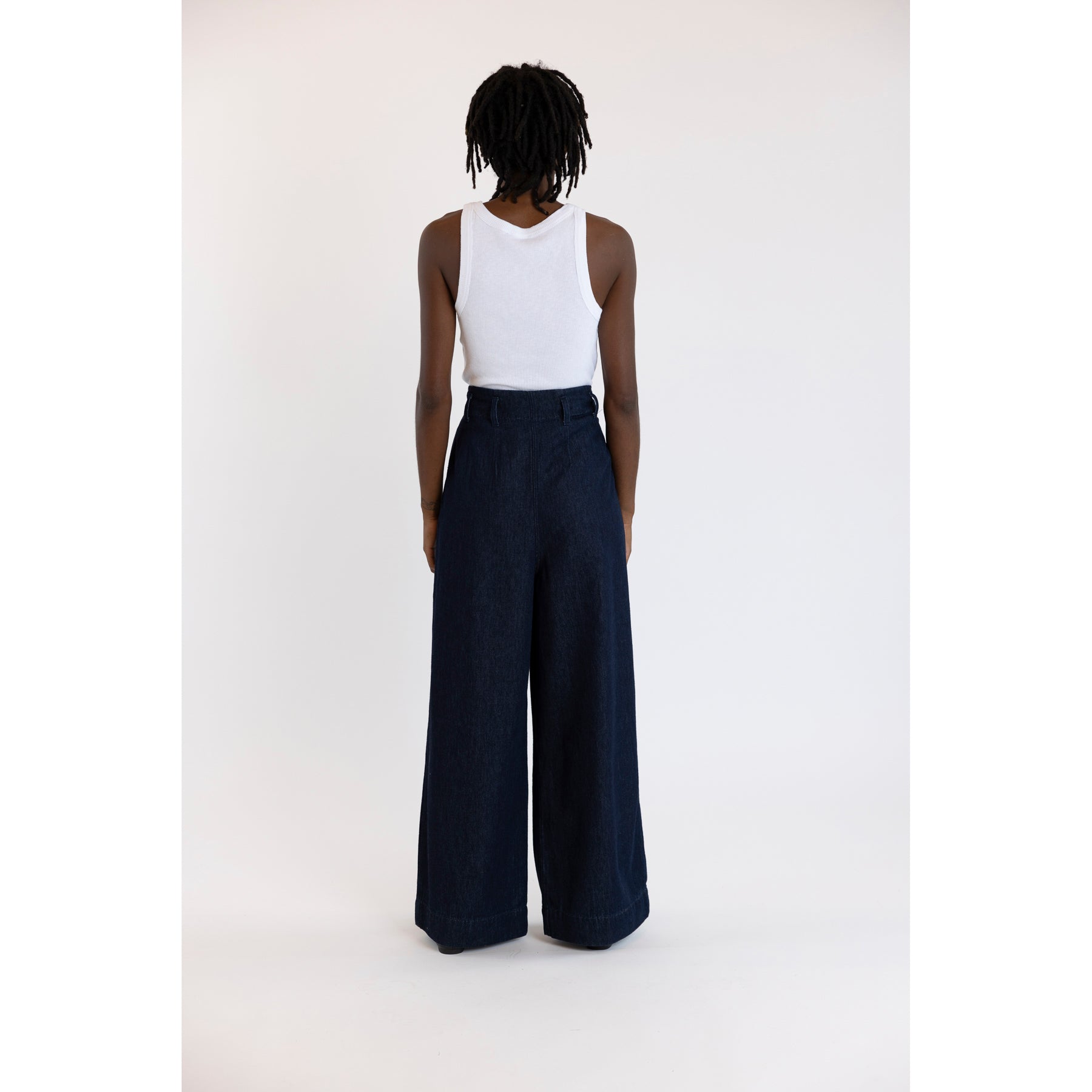 Toast Cotton Hemp Denim Paper Bag Trousers Indigo