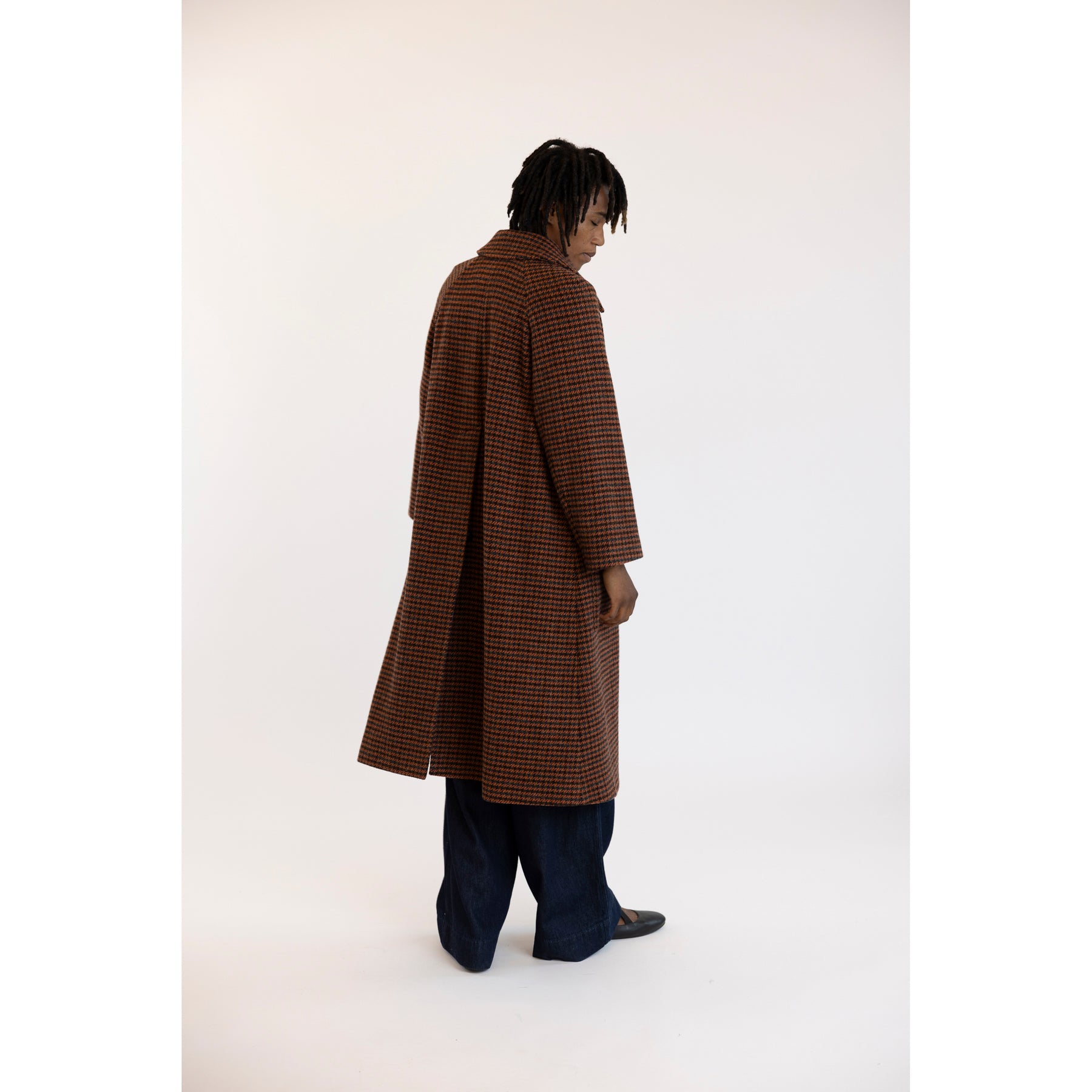 Toast Wool Houndstooth Raglan Coat  Burnt Orange