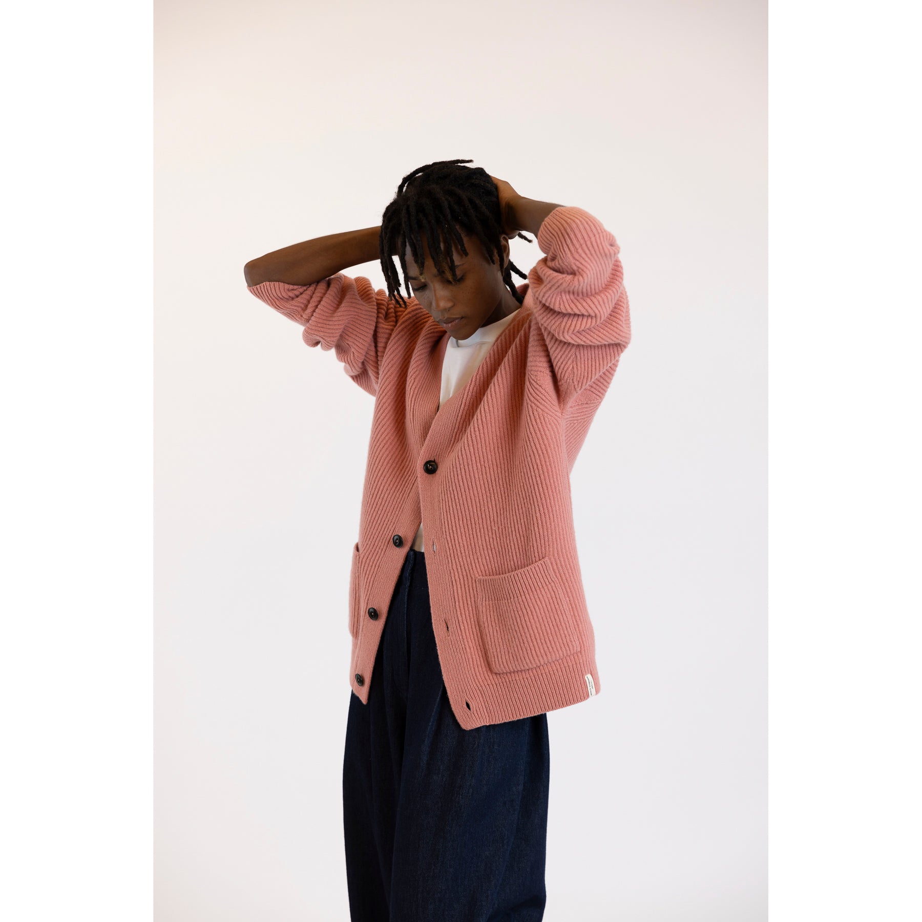 Merz b. Schwanen Merino Cashmere Cardigan Relaxed Fit Rose Wood