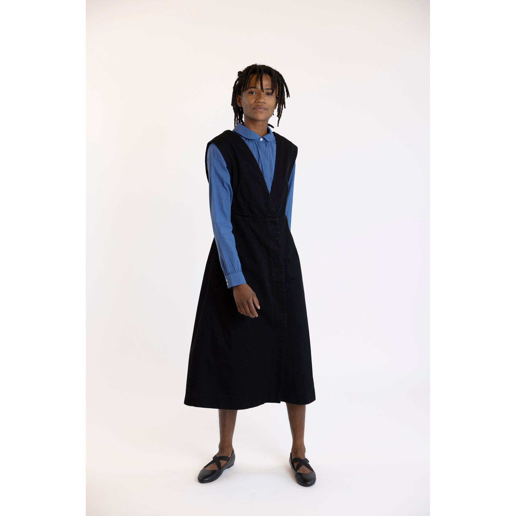 Toast Black Denim Pinafore Dress