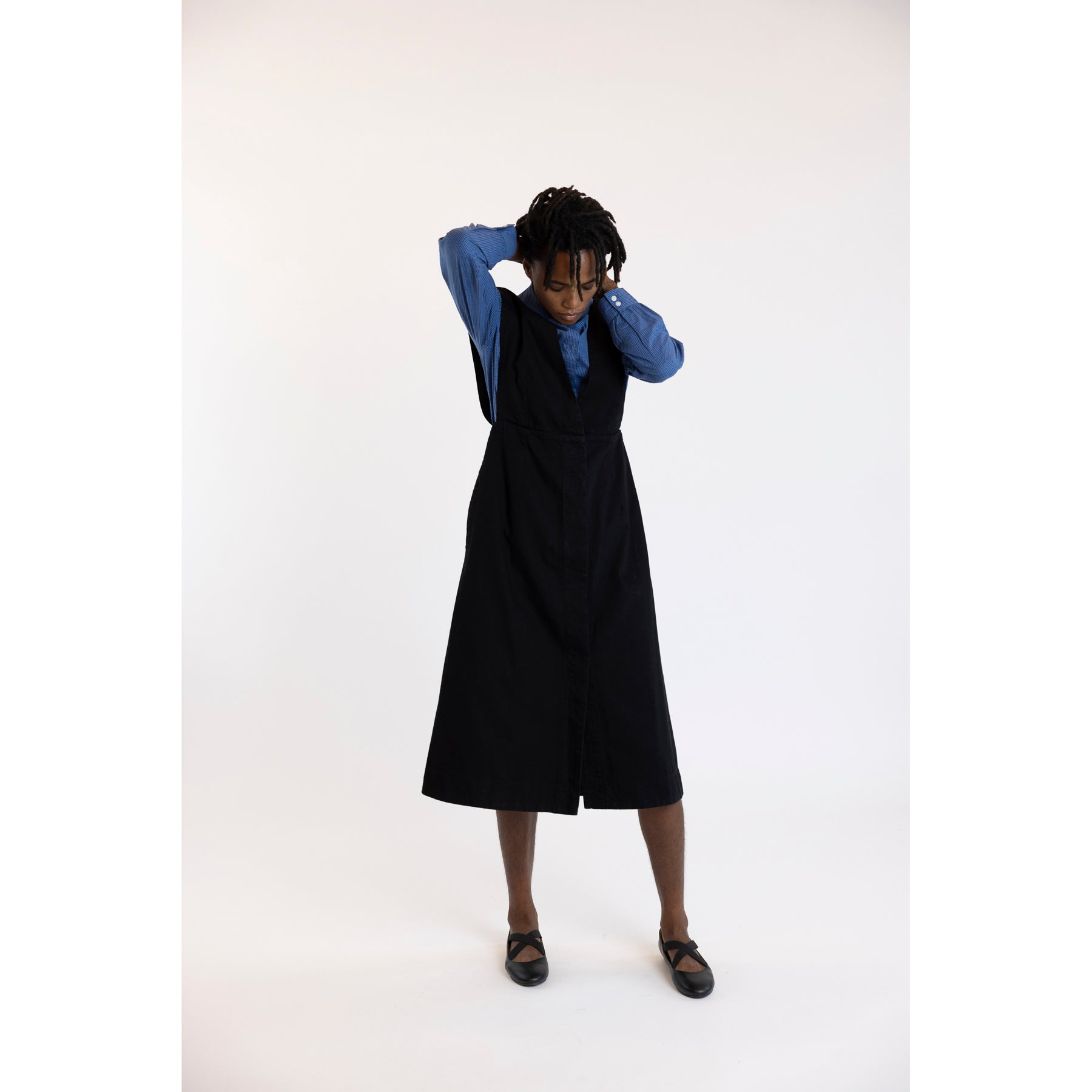 Toast Black Denim Pinafore Dress