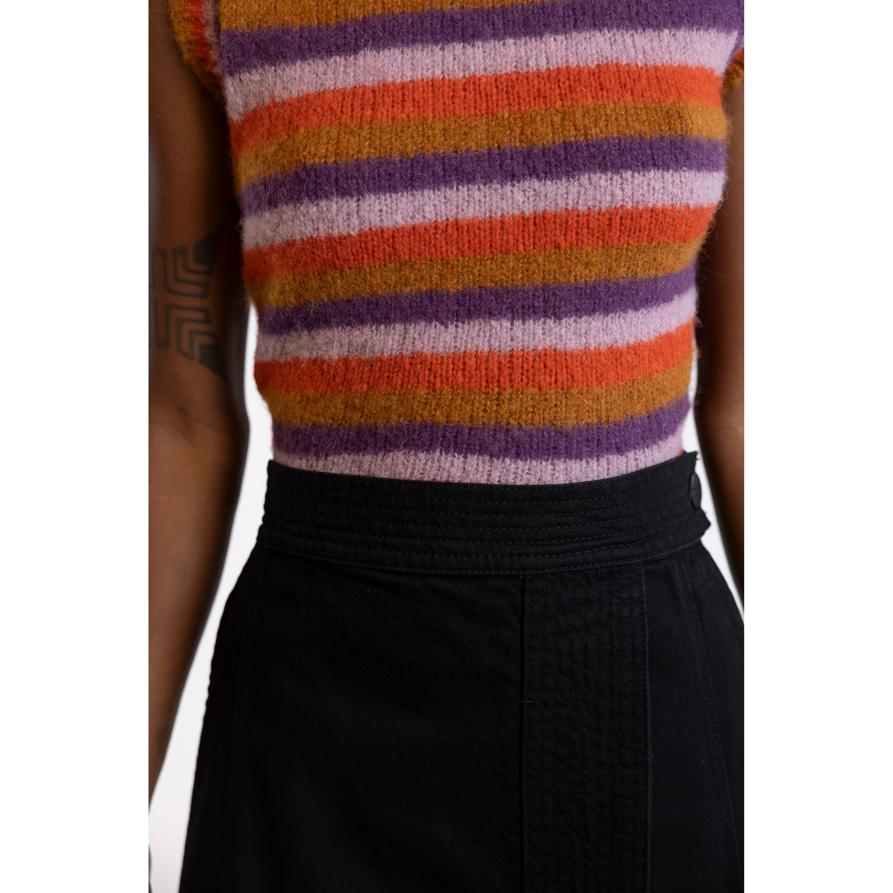 Toast Brushed Alpaca Blend Striped Tank Amethyst Multi