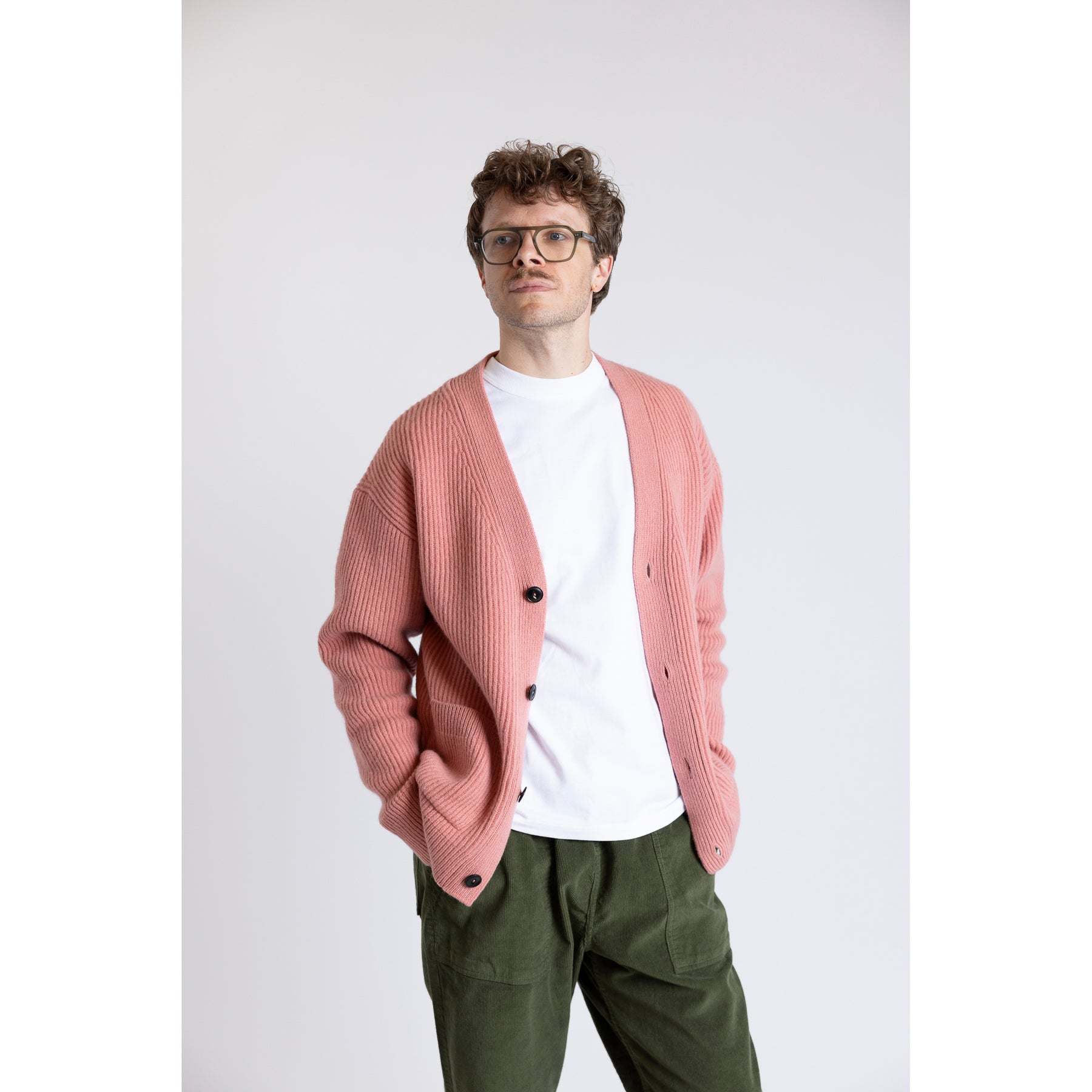 Merz b. Schwanen Merino Cashmere Cardigan Relaxed Fit Rose Wood