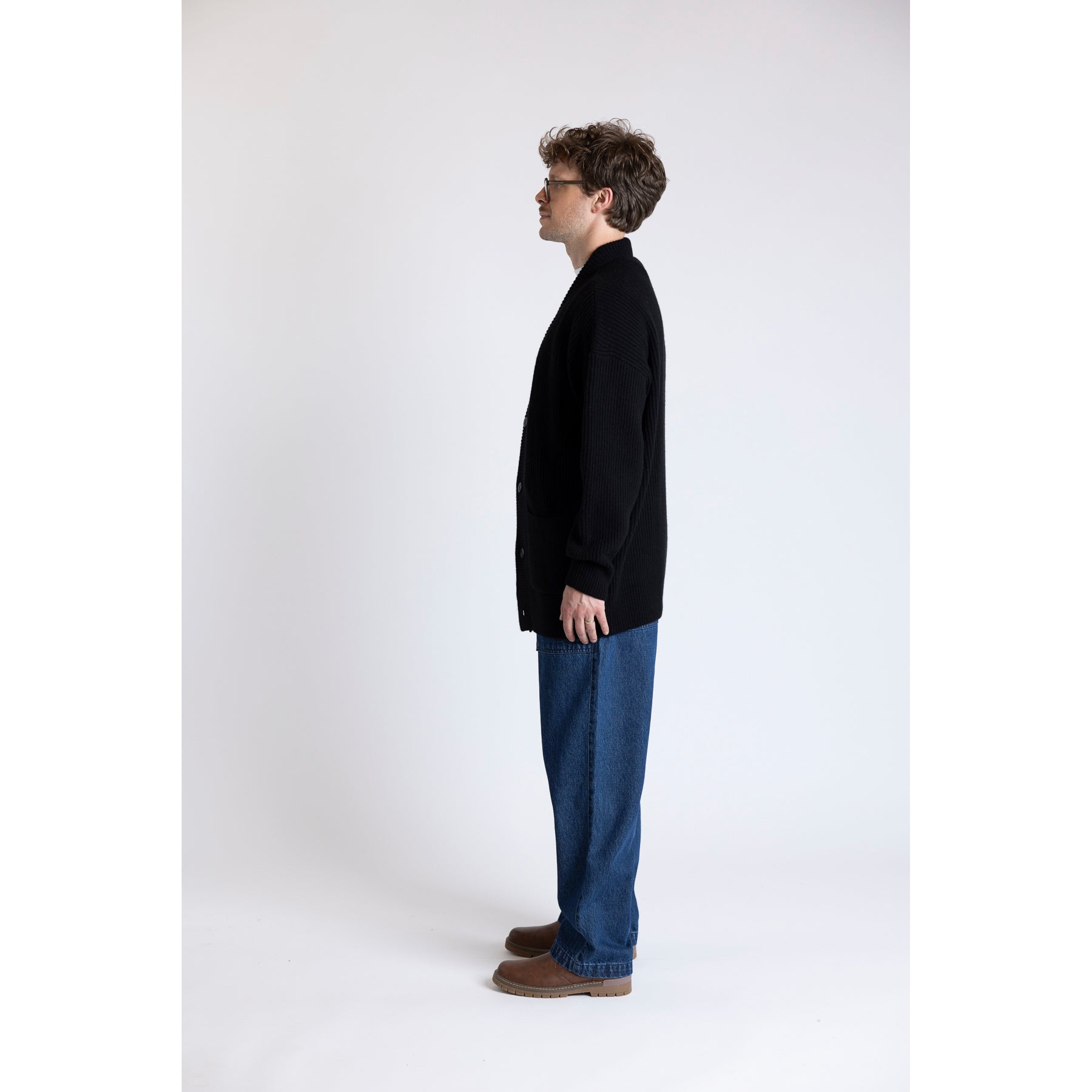 Merz b. Schwanen Merino Cashmere Cardigan Relaxed Fit Deep Black