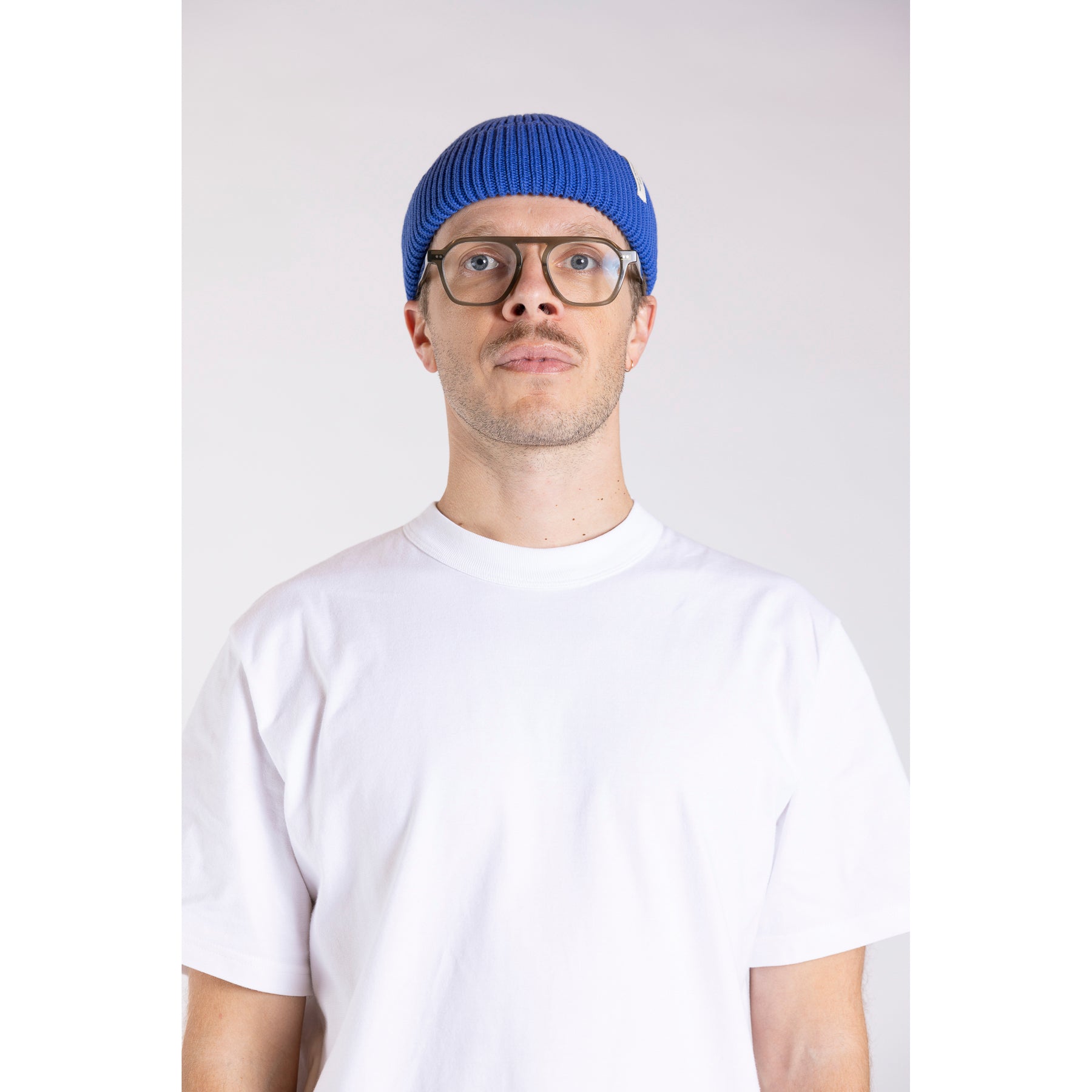 Merz b. Schwanen Cotton Knit Watch Cap Washed Blue