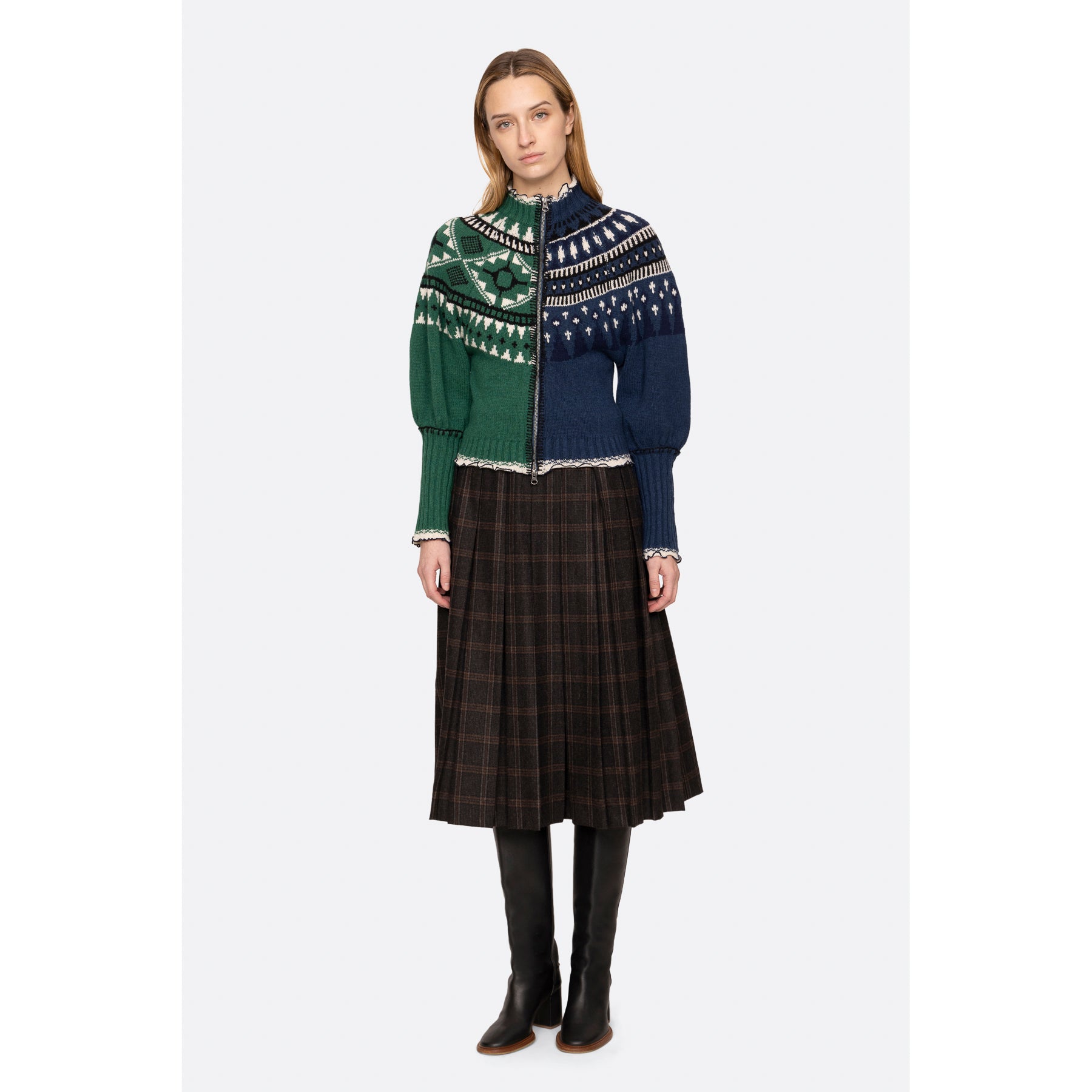 Sea New York Linea Fair Isle Zip Front Cardigan