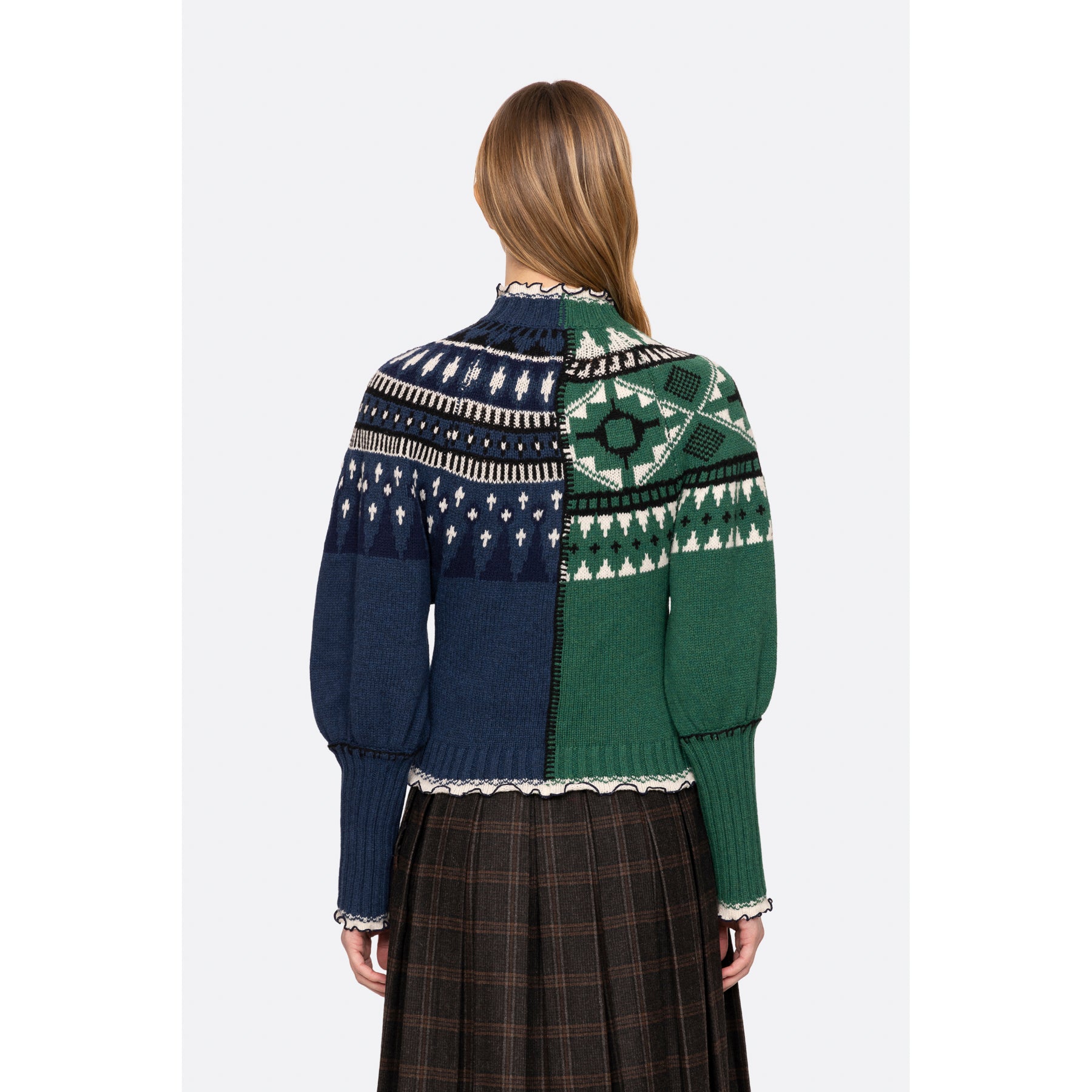 Sea New York Linea Fair Isle Zip Front Cardigan