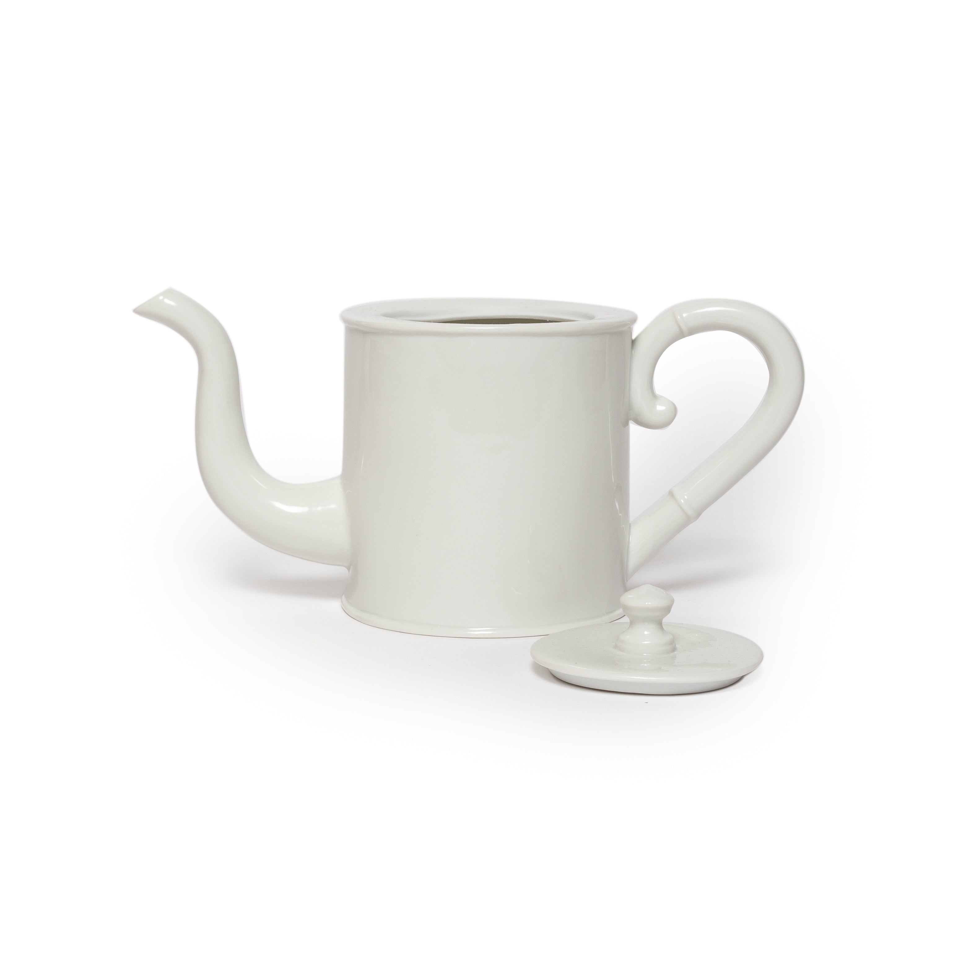 White ceramic teapot on a white background