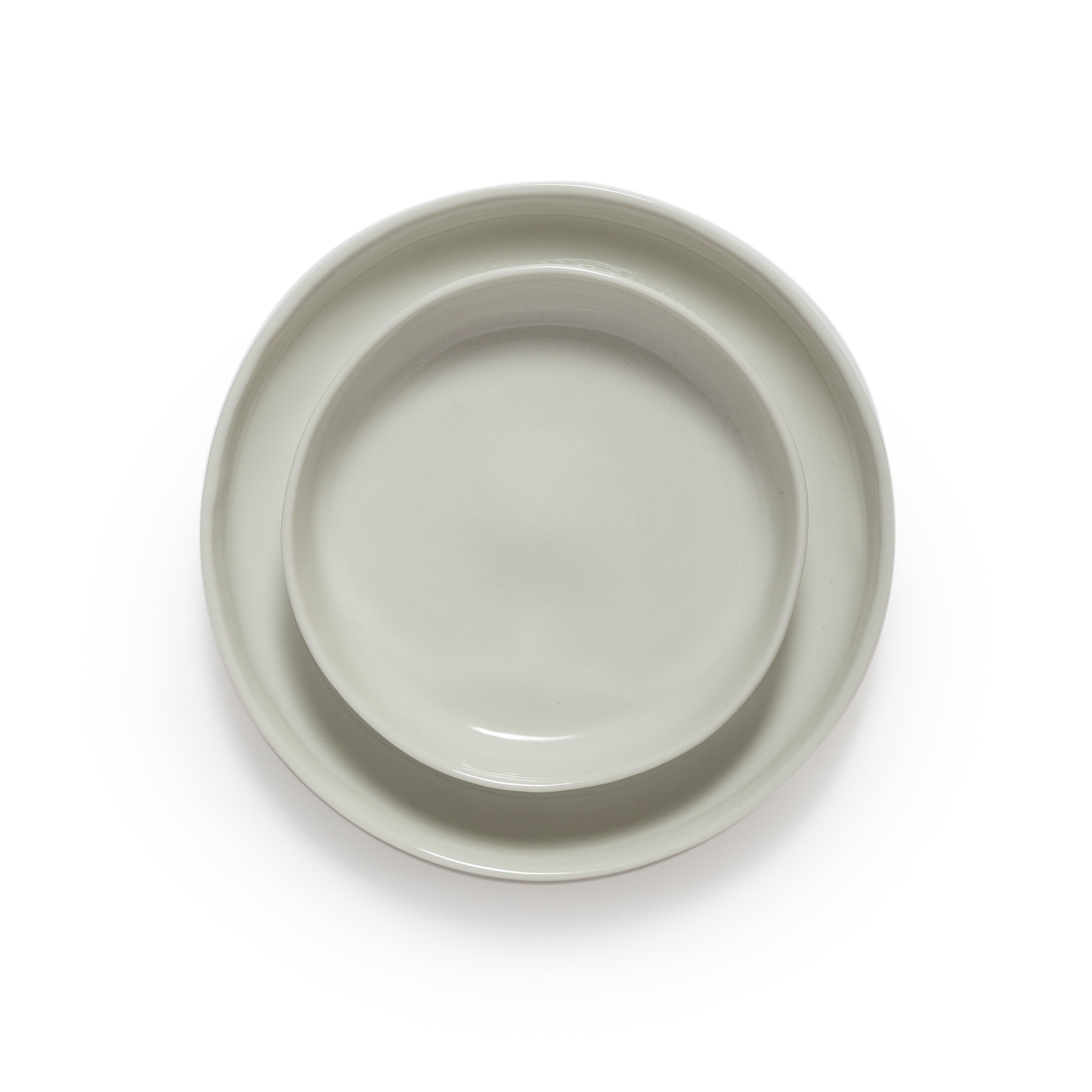 Round ceramic dish on a white background