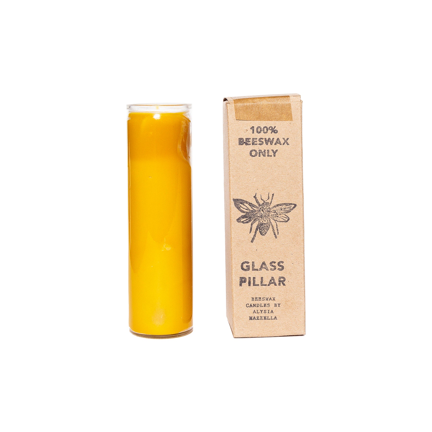 Alysia Mazzella Glass Pillar Beeswax Candle