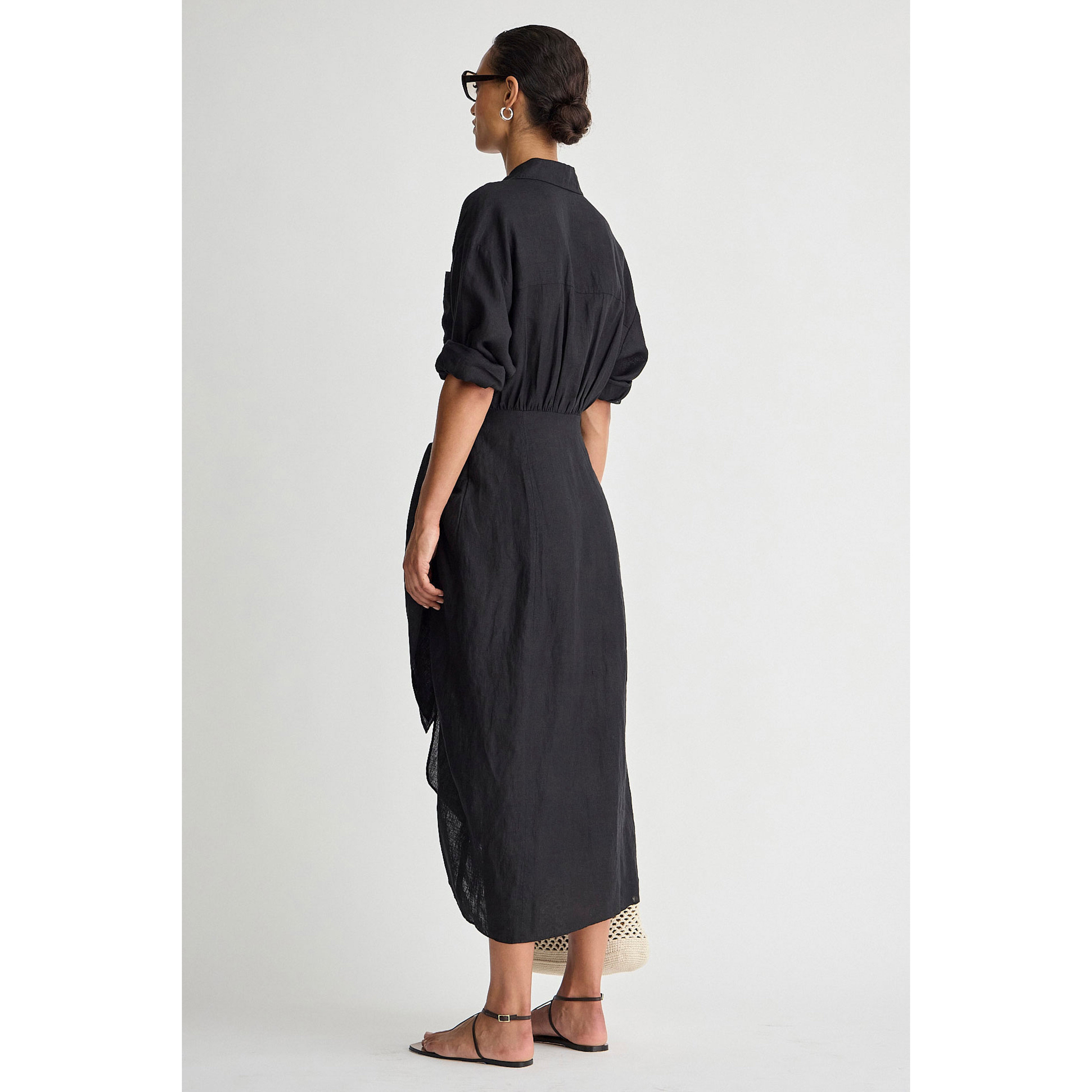 Apiece Apart Alessandra Sarong Shirt Dress in Black 8