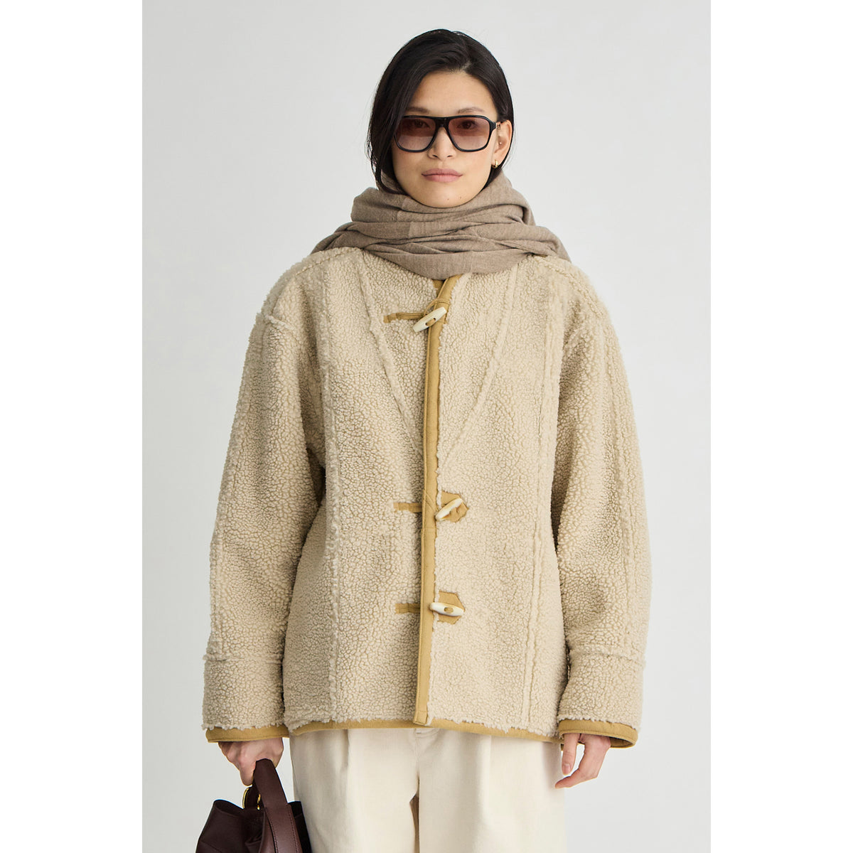 Apiece Apart Aspen Reversible Shearling Toggle Coat