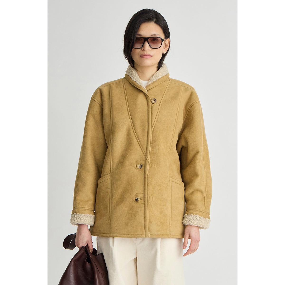 Apiece Apart Aspen Reversible Shearling Toggle Coat