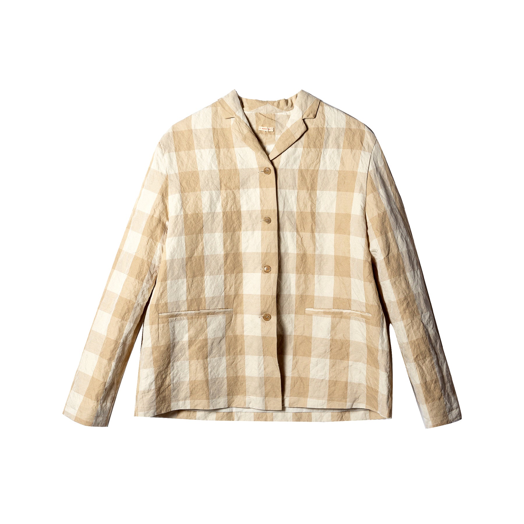 Apuntob Cotton Linen Macro Vichy Jacket Natural