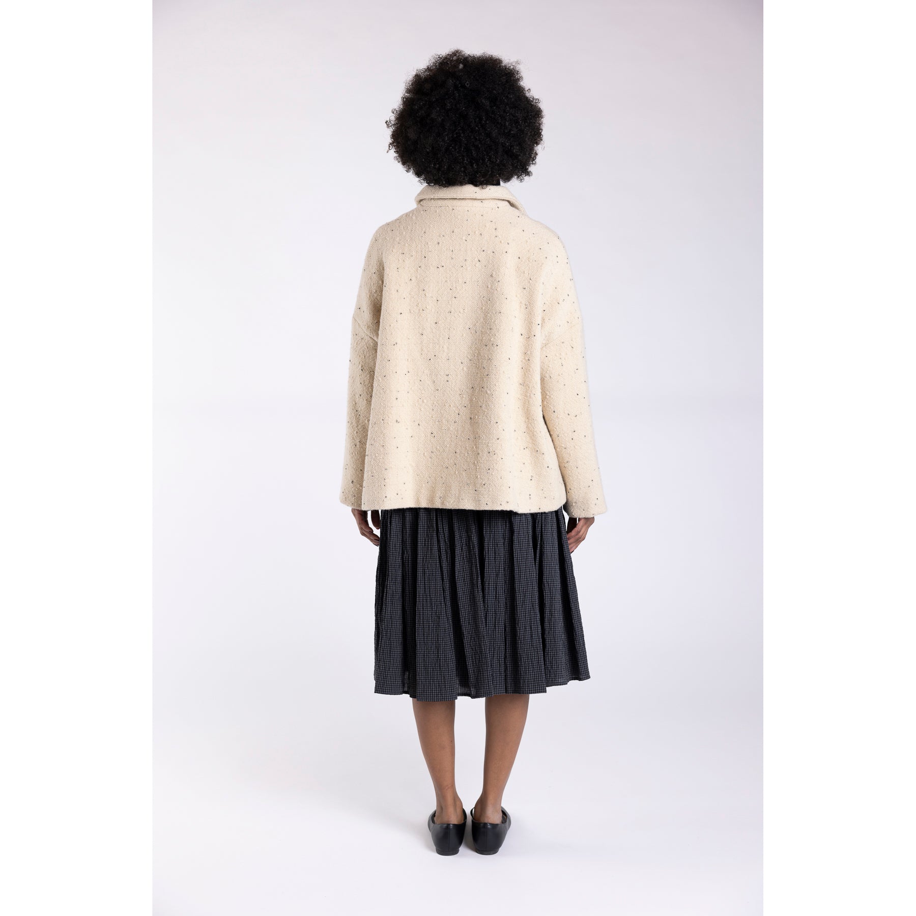 Apuntob Wool Tweed Drop Shoulder Jacket Natural