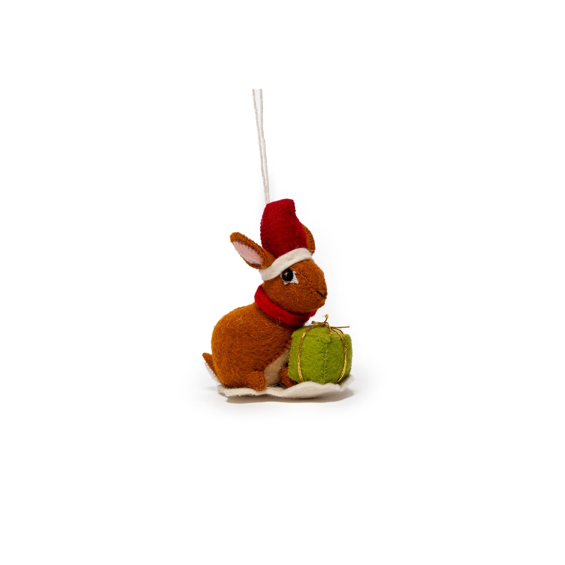 Brown Santa Bunny Ornament