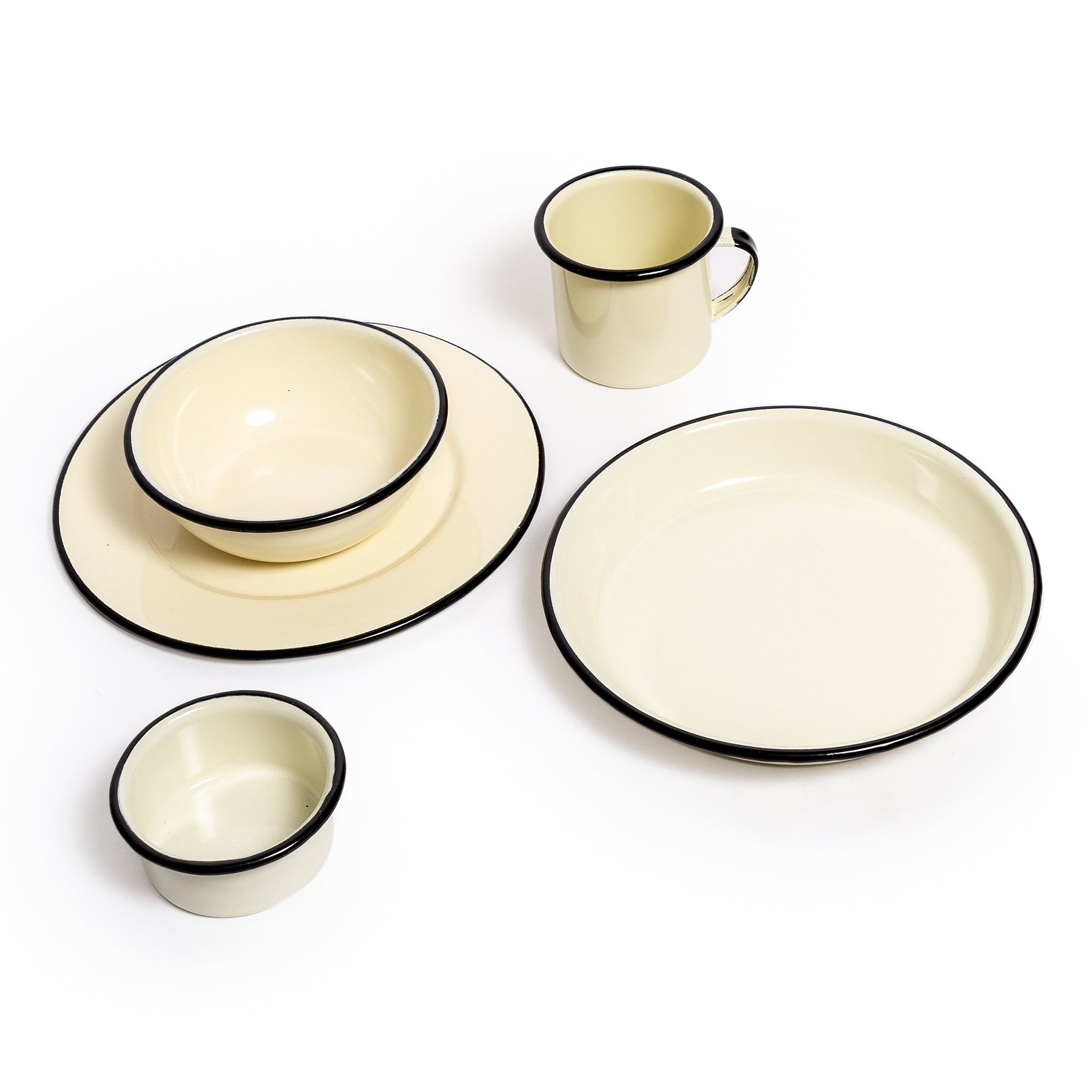 Cream and Black Enamel Plate