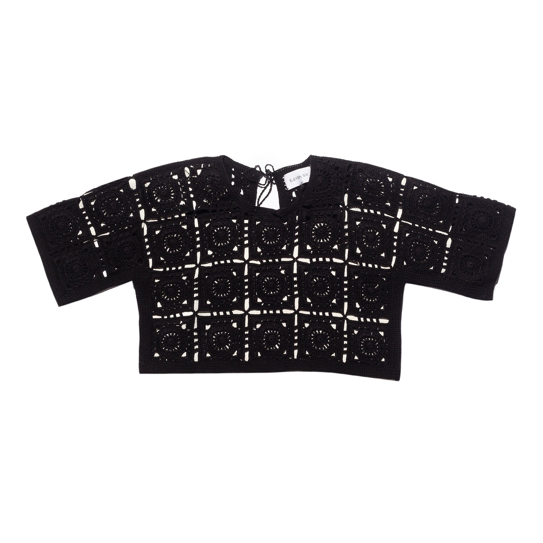 Eleven Six Arden Crochet Top Black