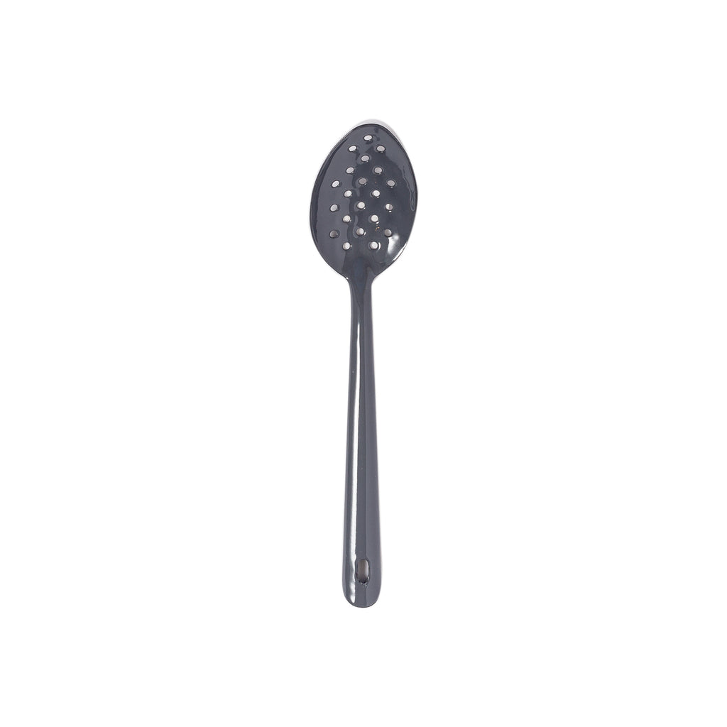 Enamelware Large Slotted Spoon in Pacifica Grey