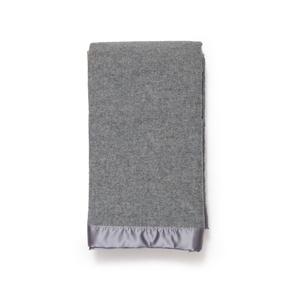 Faribault Satin Wool Gray Queen Blanket