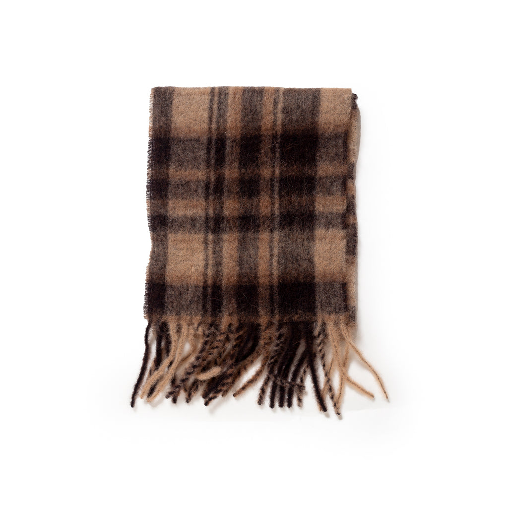 O'Connell's Glen Plaid Wool Scarf - Black & Brown (140)