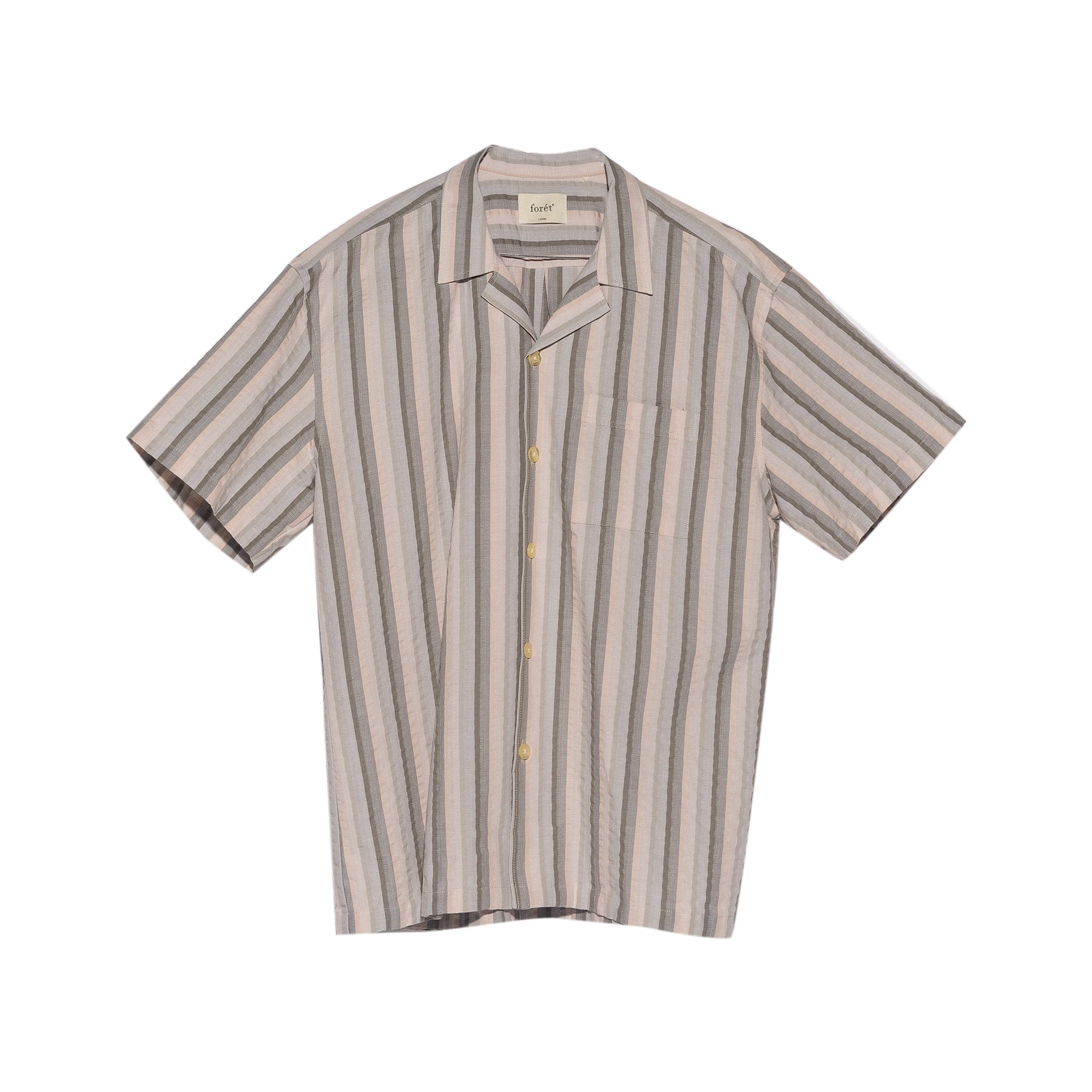 Foret Otter Short Sleeve Seersucker Shirt Grey Stripe
