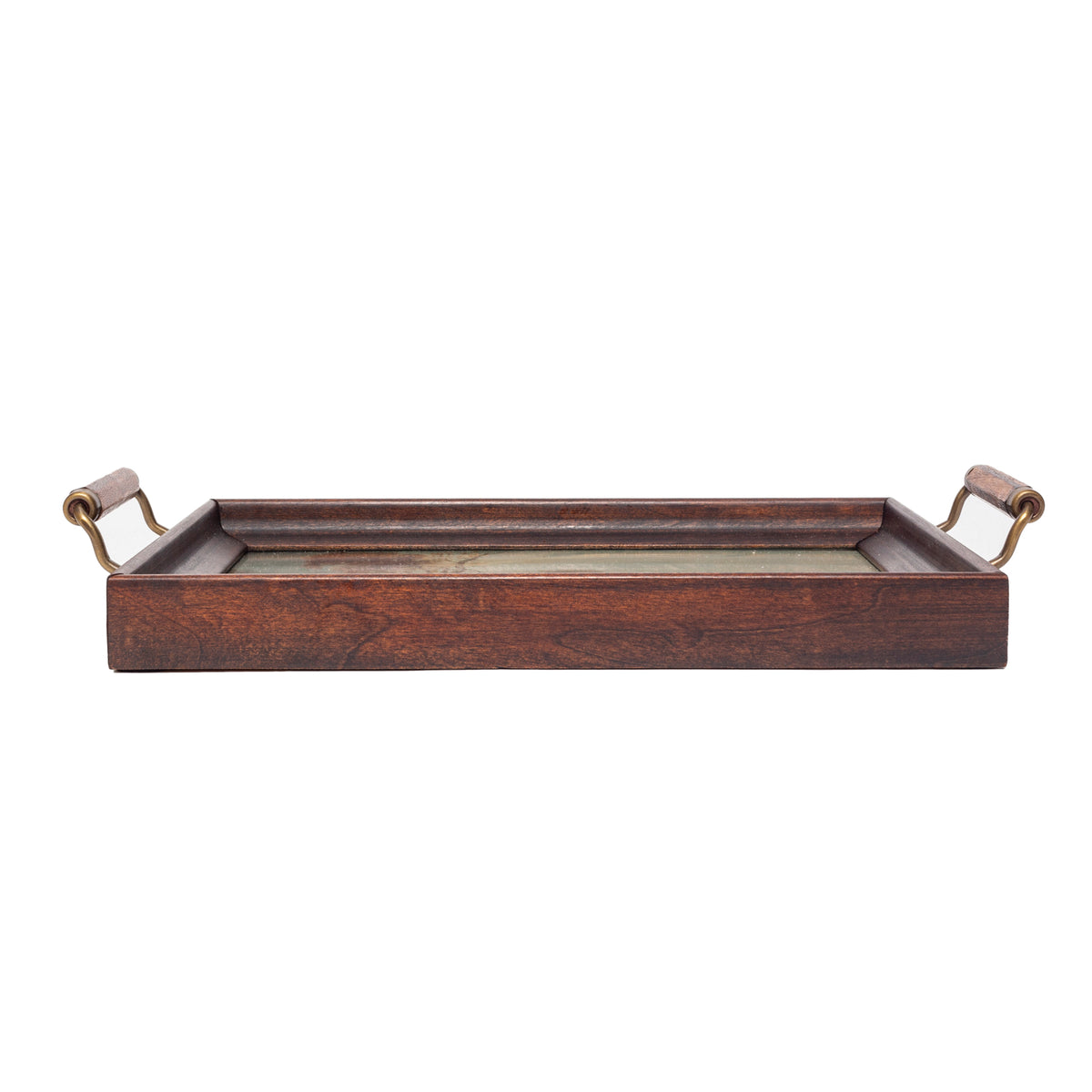 Fox Hunter and Hounds Wood and Glass Decorative Tray