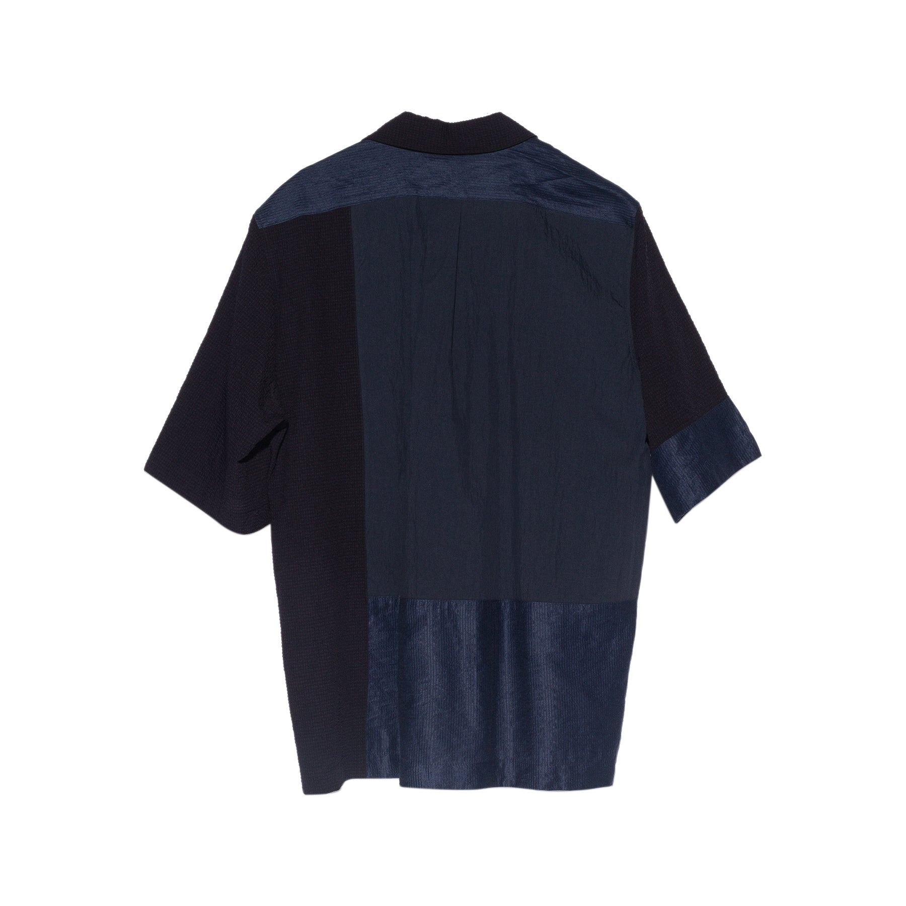 Grei Short Sleeve Panel Box Shirt Patchwork Midnight Blue