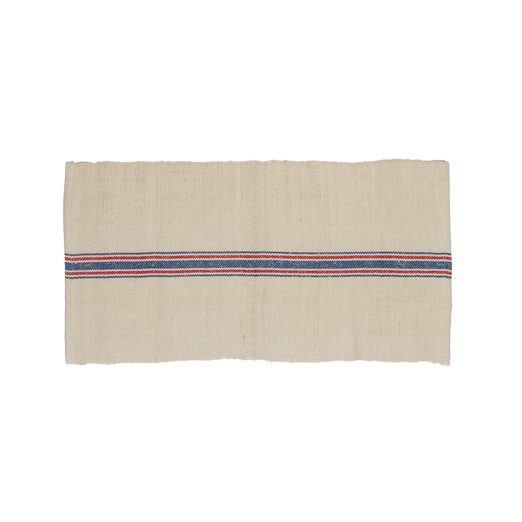Handwoven Hemp Mat in Multi Red and Blue