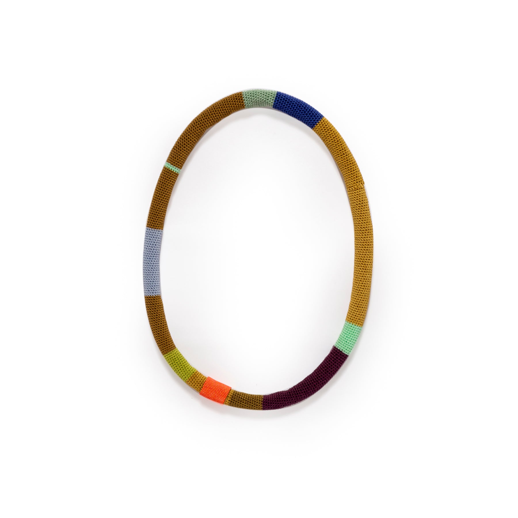 Multicolored necklace on a white background