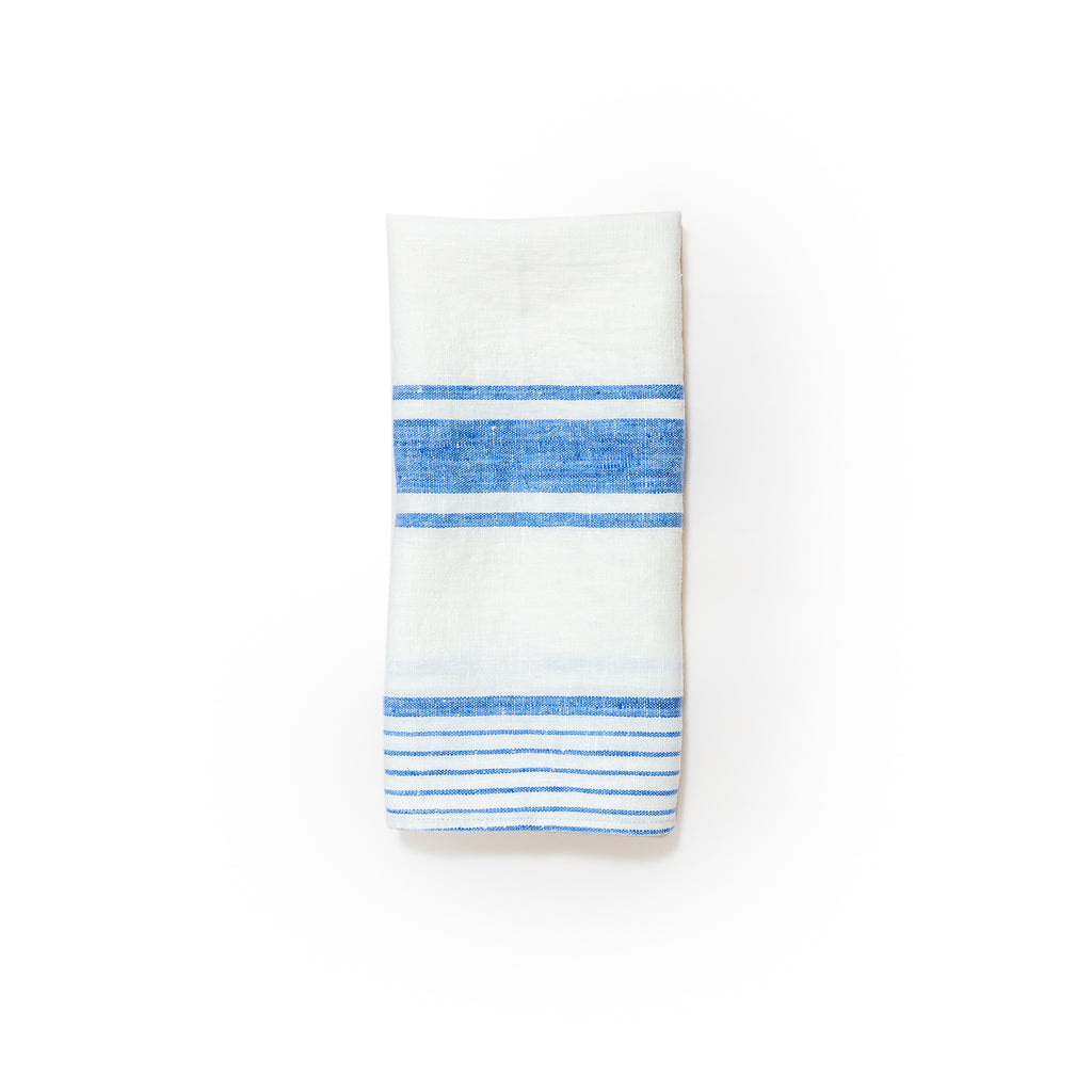 Linen Blue Striped Hand Towel