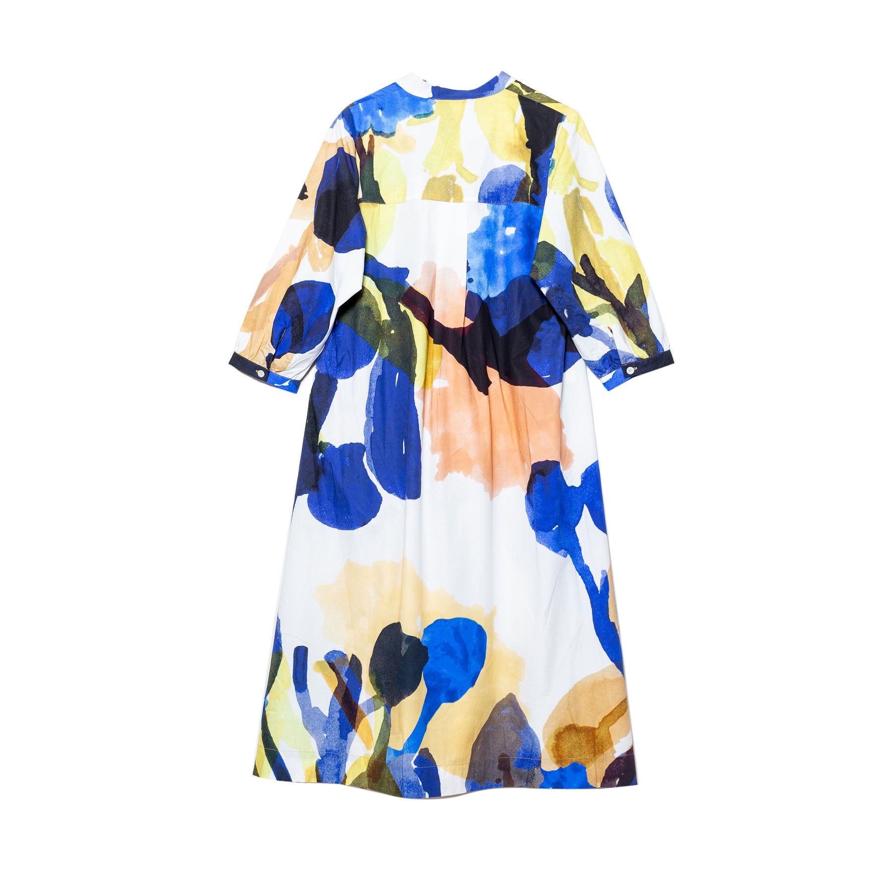 Toast Abstract Paint Popeline-Kleid aus Bio-Baumwolle Woad/Multi