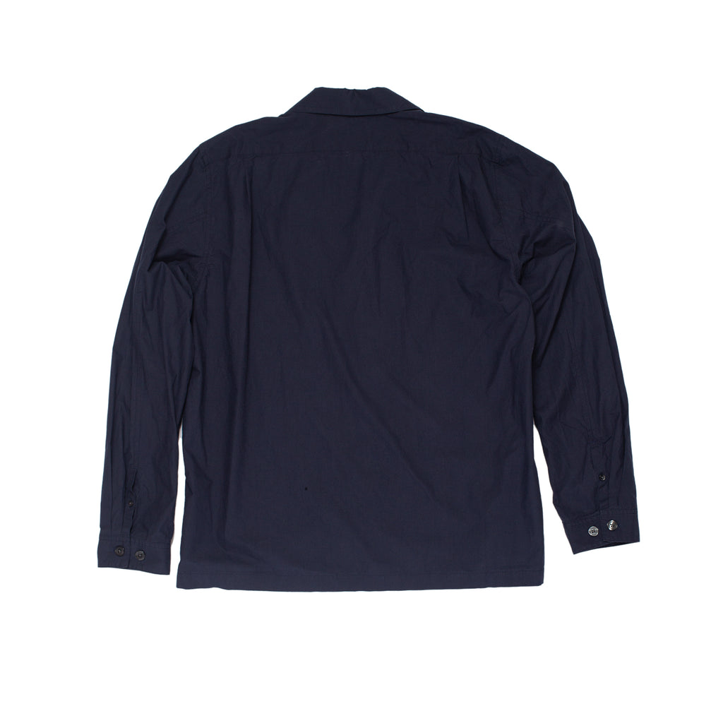Grei Long Sleeve Camp Shirt Enzyme Washed Midnight Blue