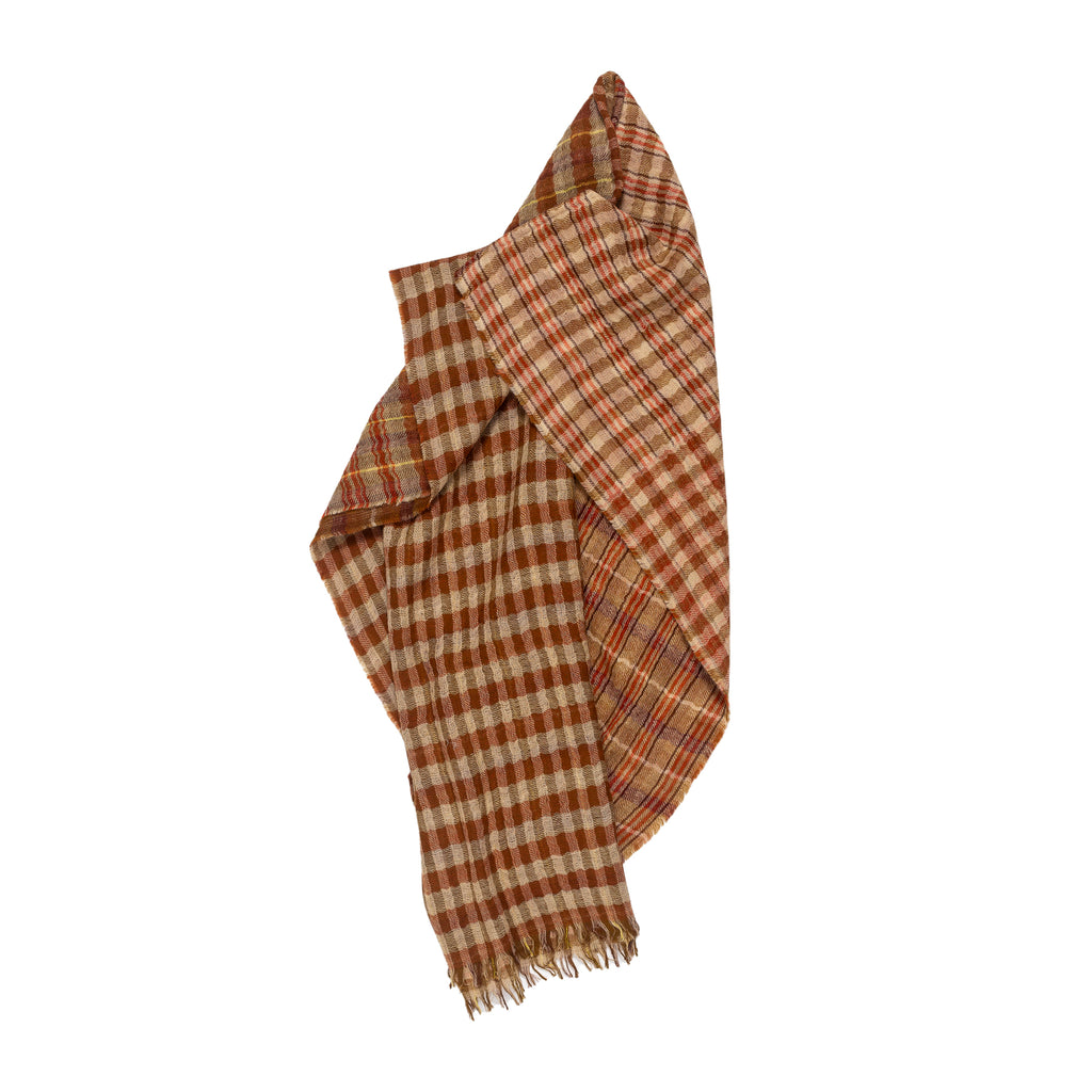 Toast Patchwork Check Wool Scarf