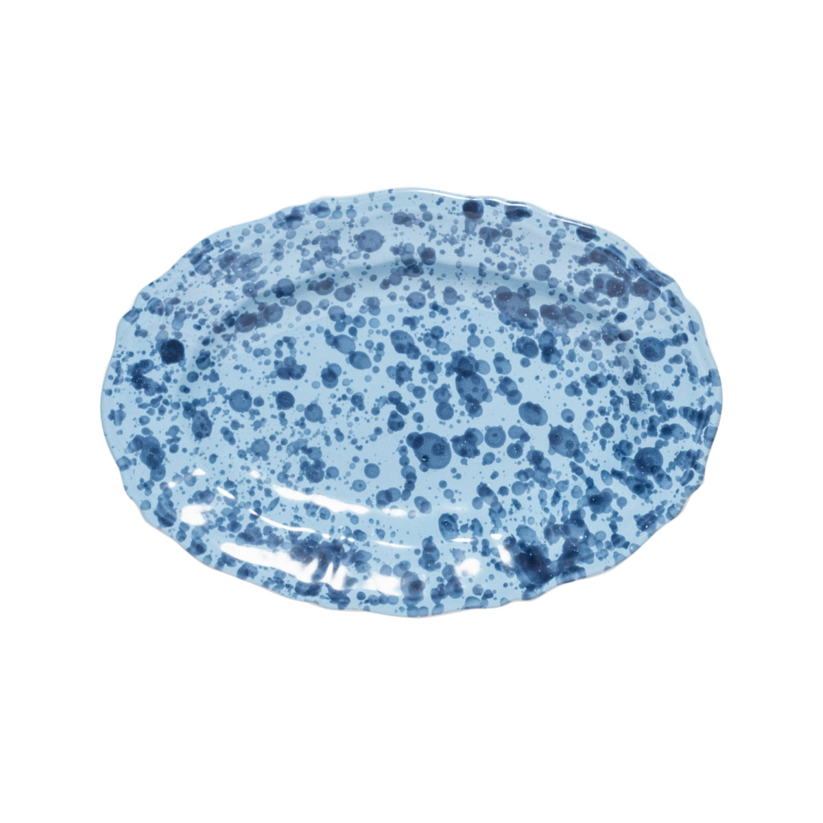 Pietra Splatter Scallop Platter Blue