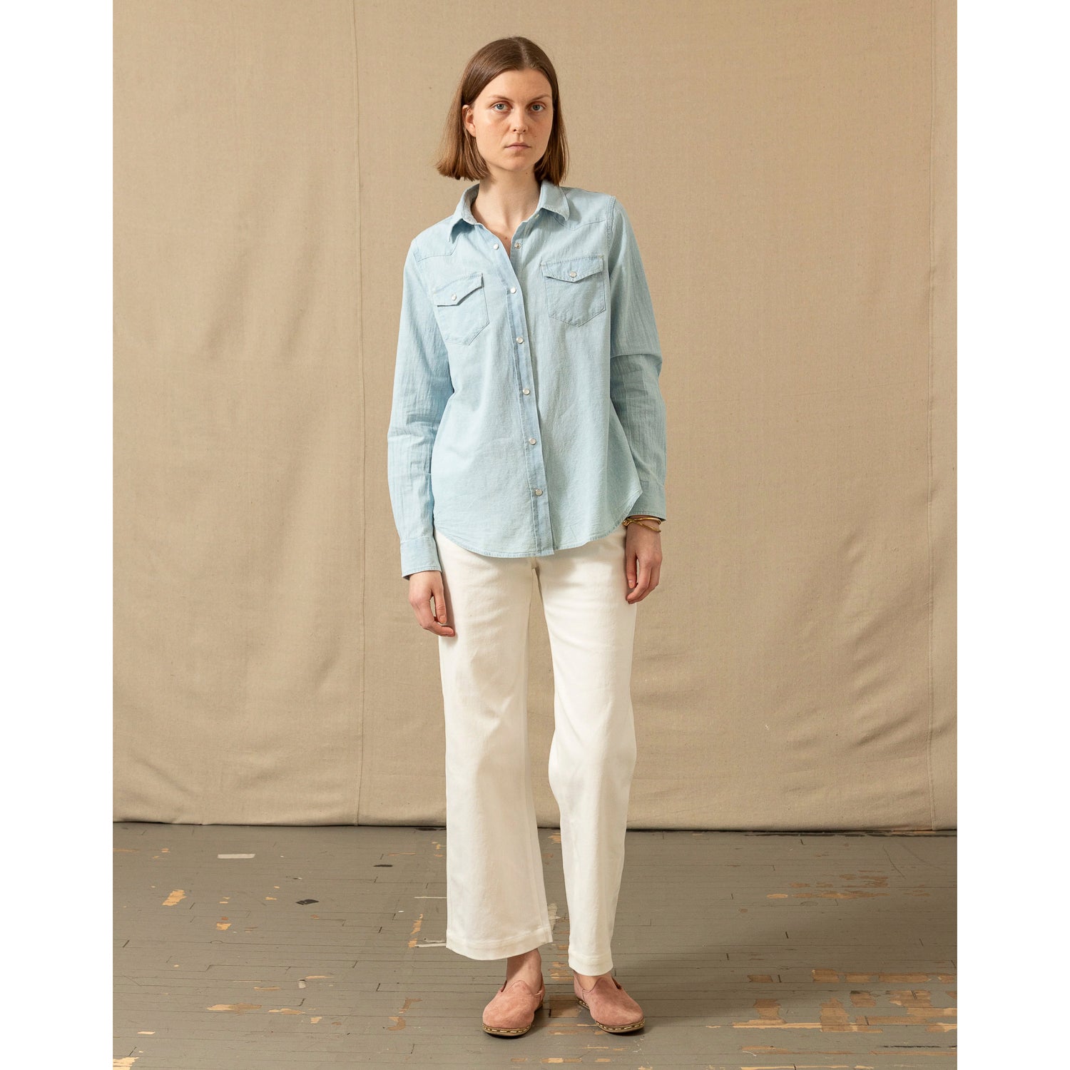 Quaker Marine Supply Women's Western Shirt in Chambray