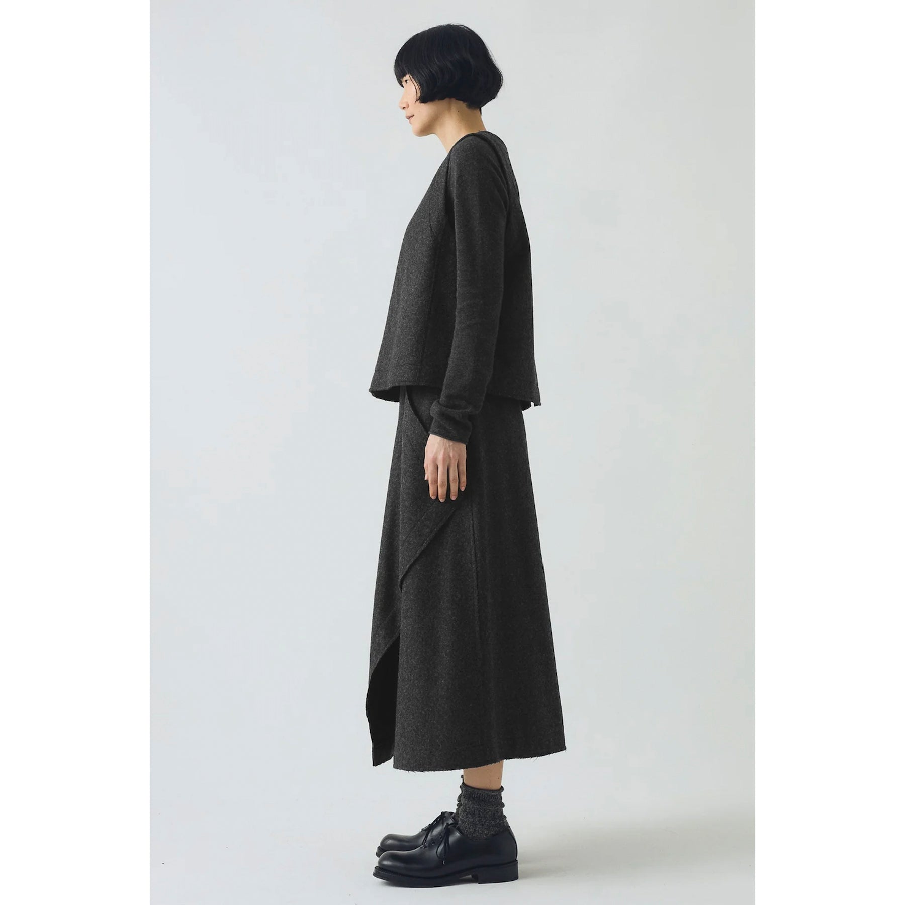 Toast Boiled Wool Twill Button Back Top