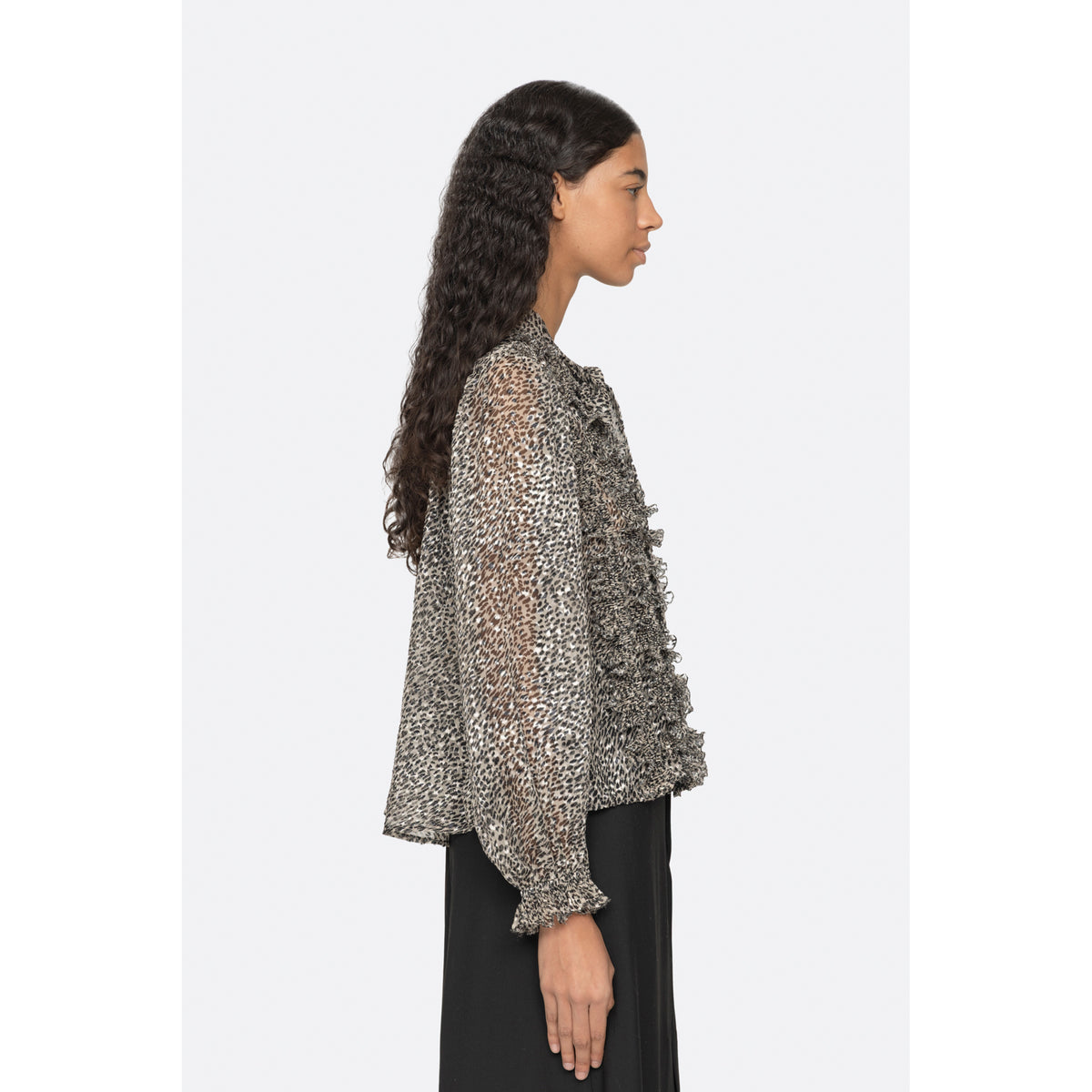 Sea New York Charlize Print Long Sleeve Bow Top
