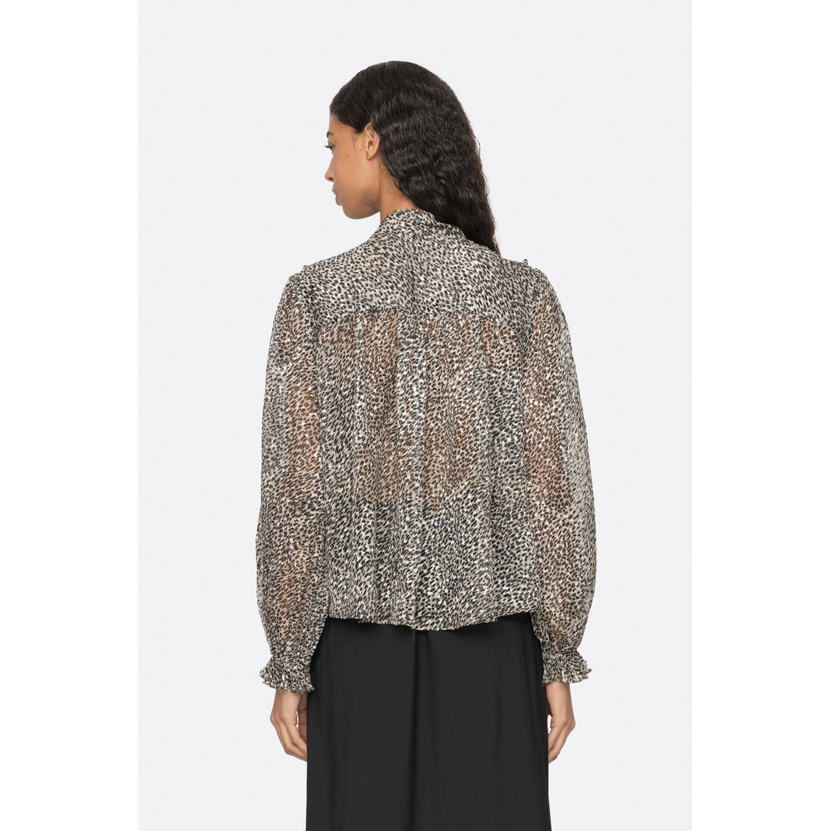 Sea New York Charlize Print Long Sleeve Bow Top
