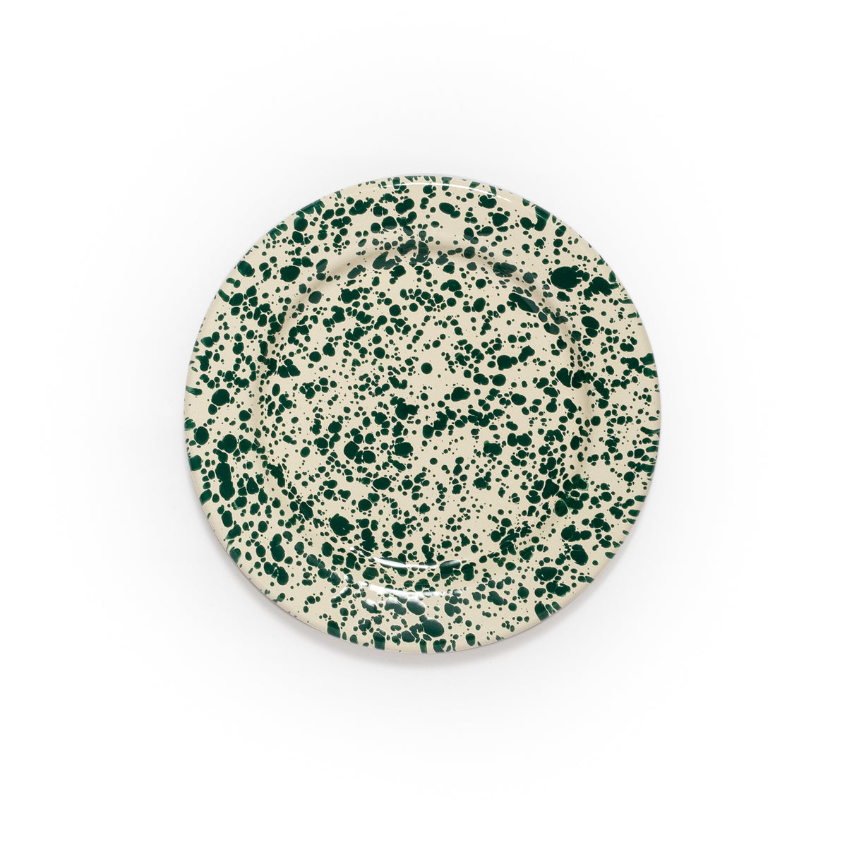 Splatter Enamel Plate in Green and Cream