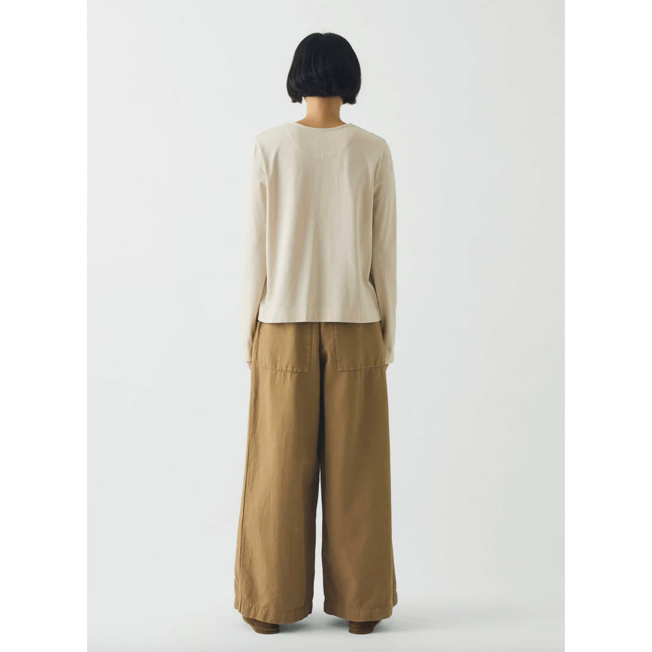 Toast Button Through Cotton Jersey Tee in Egret