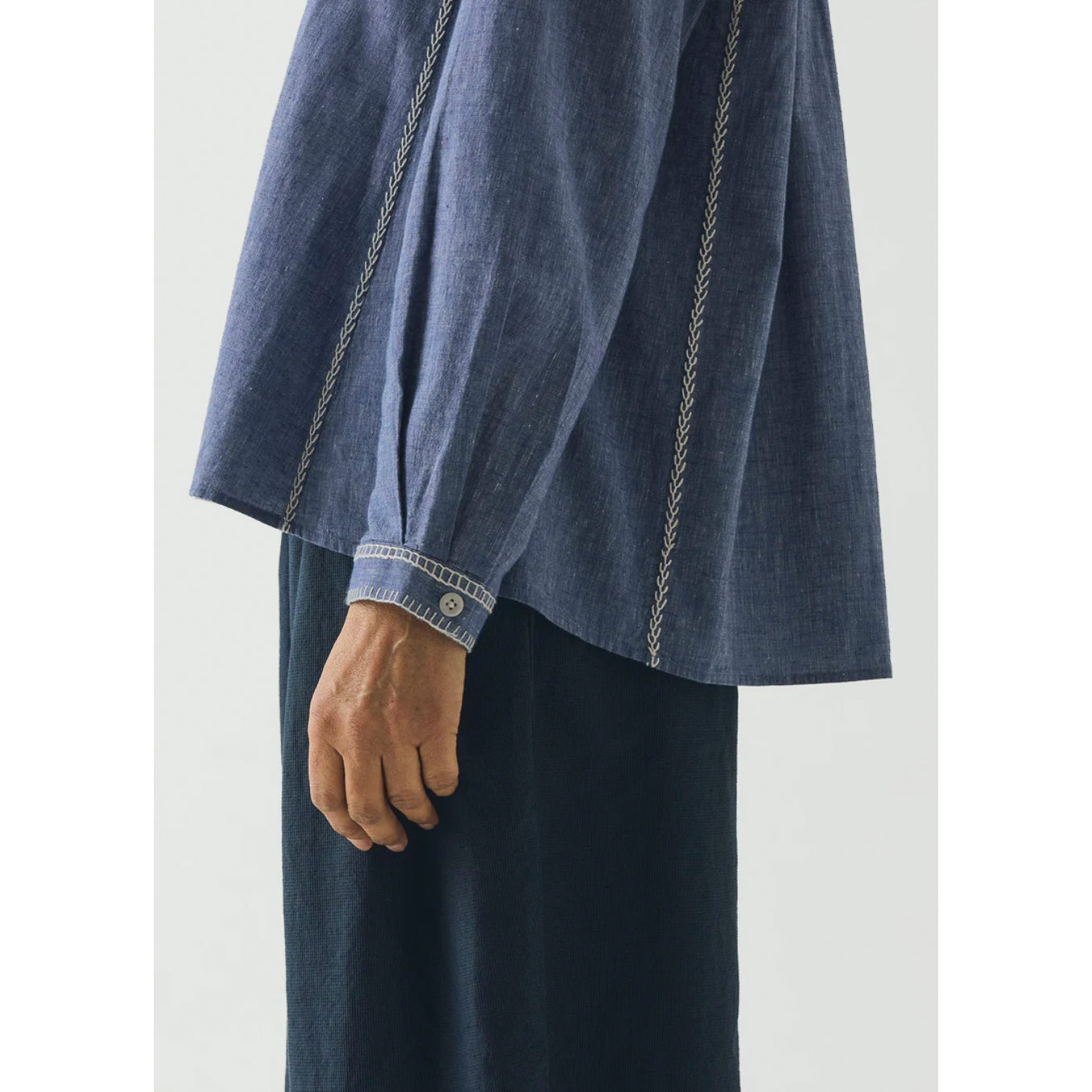 Toast Embroidered Cotton Linen Chambray Shirt